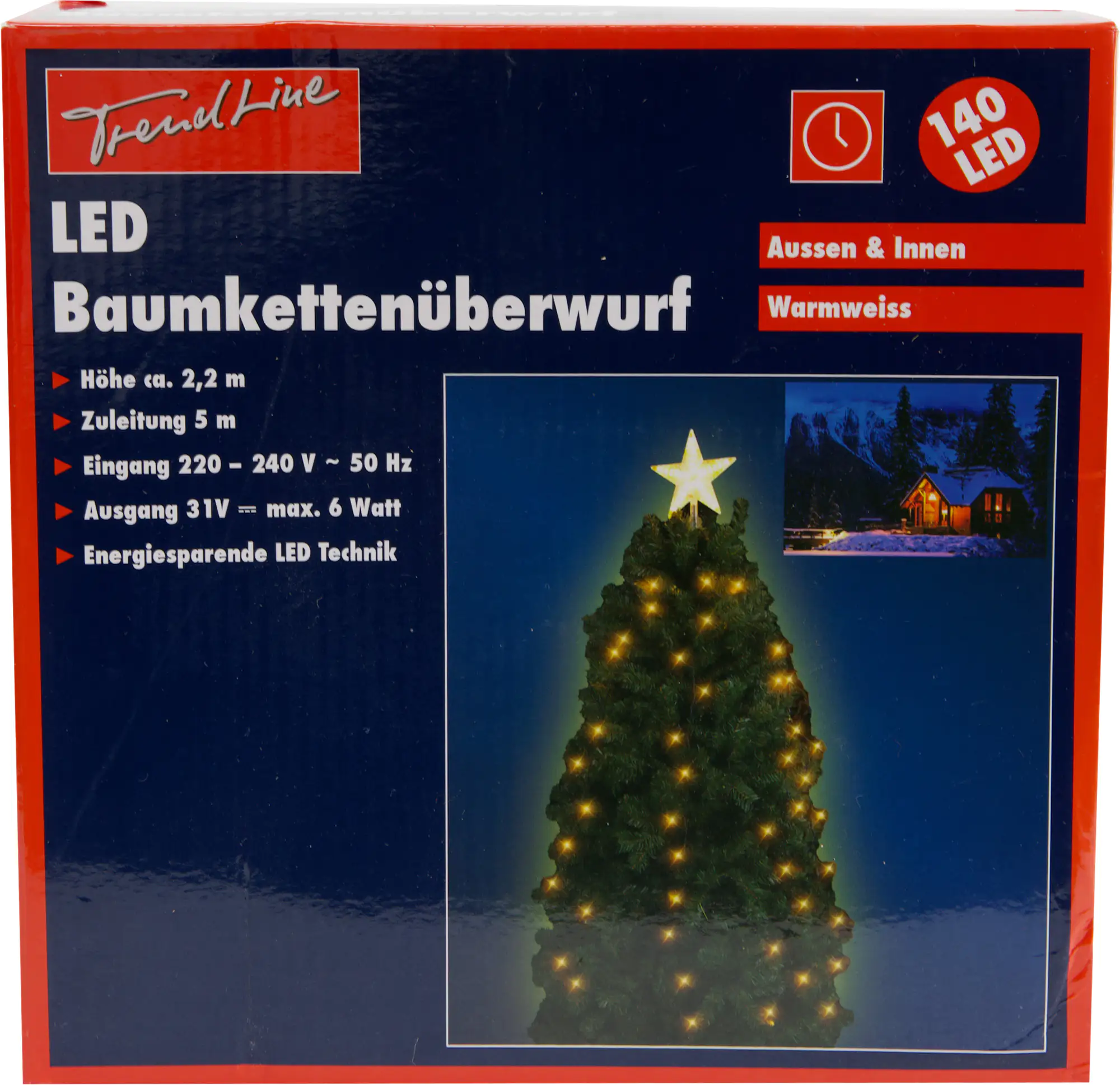 2076601405528_01 TrendLine Baumkettenmantel mit Spitze 140 LED 140 LED, warmweiß