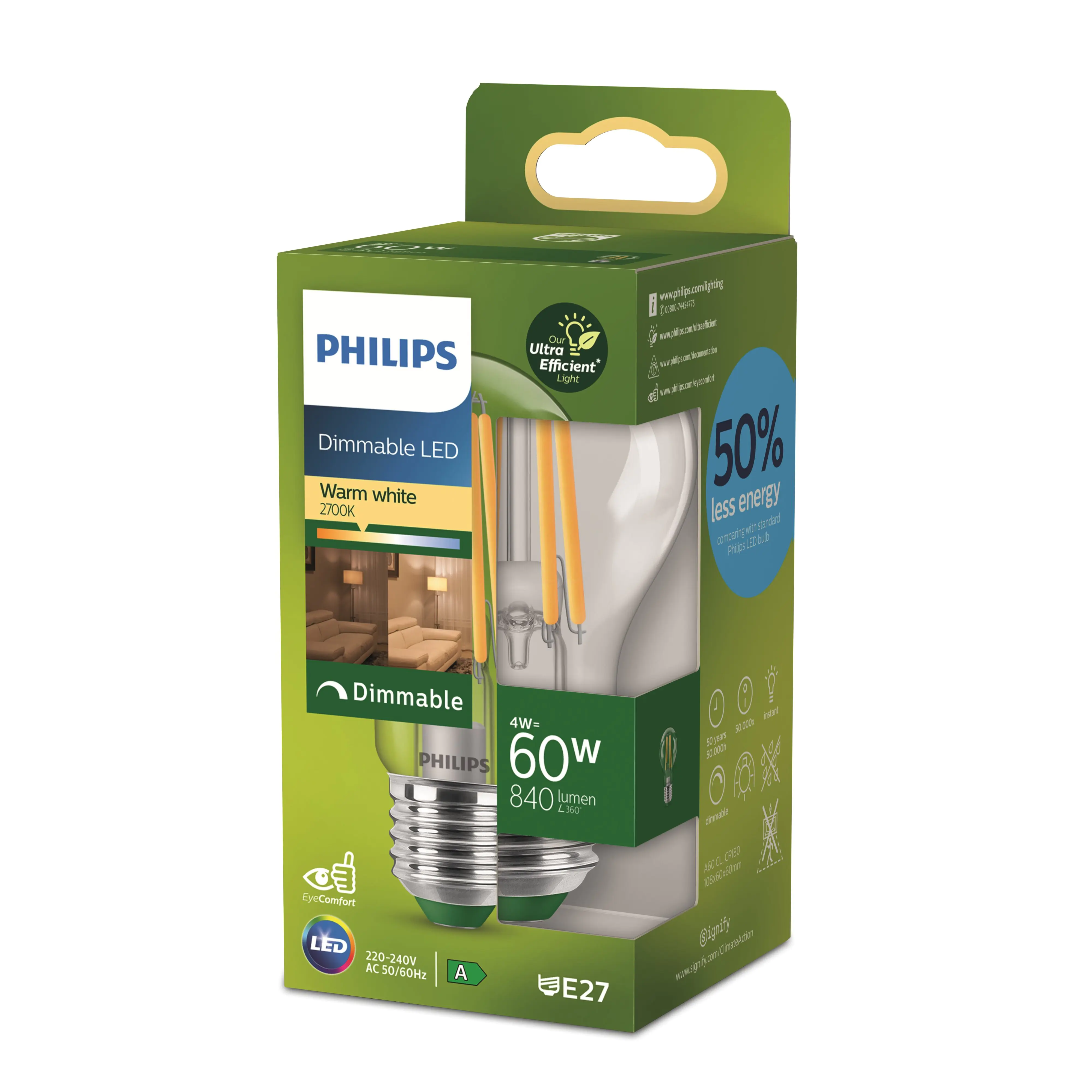 Philips Led Leuchtmittel Classic E27 warmweiß  