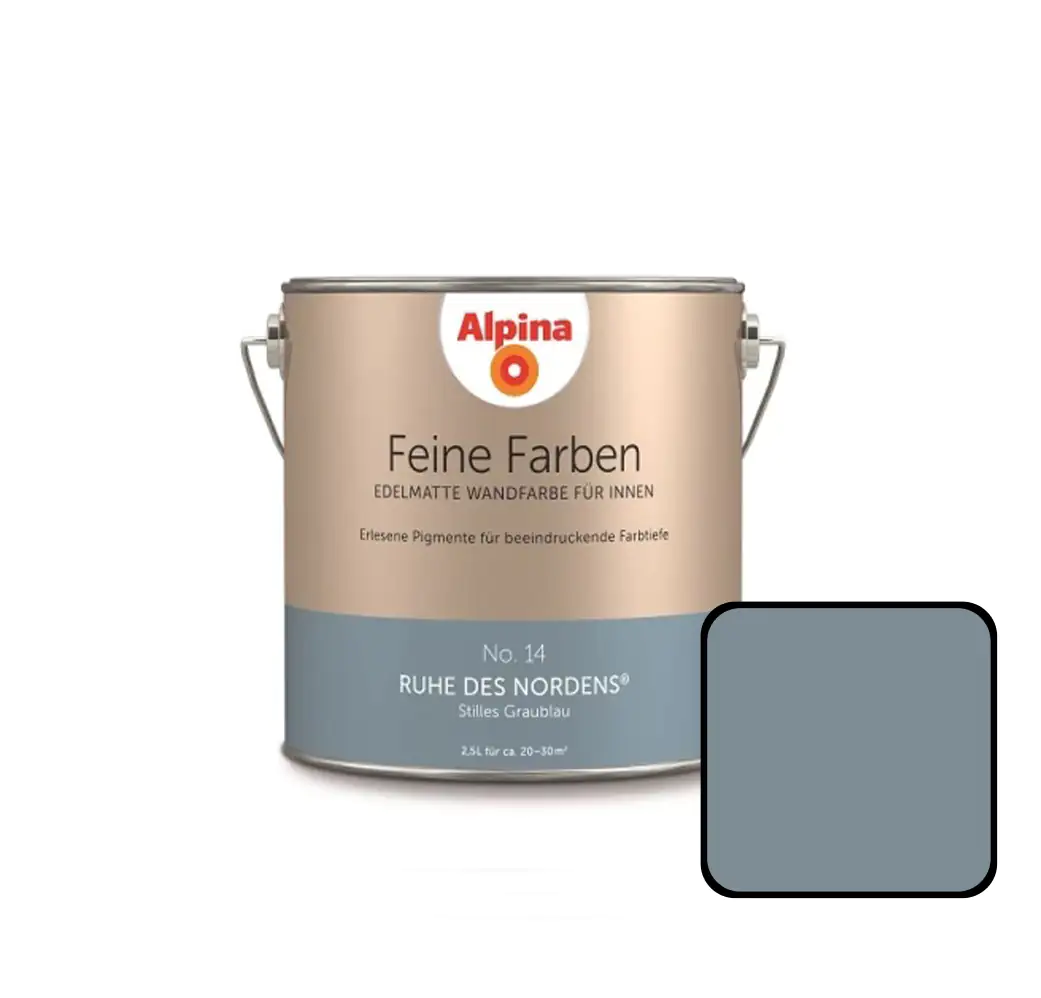 Alpina Feine Farben No. 14 Ruhe des Nordens 2,5 L stilles graublau edelmatt Alpina Feine Farben No. 14 Ruhe des Nordens 2,5 L stilles graublau edelmatt