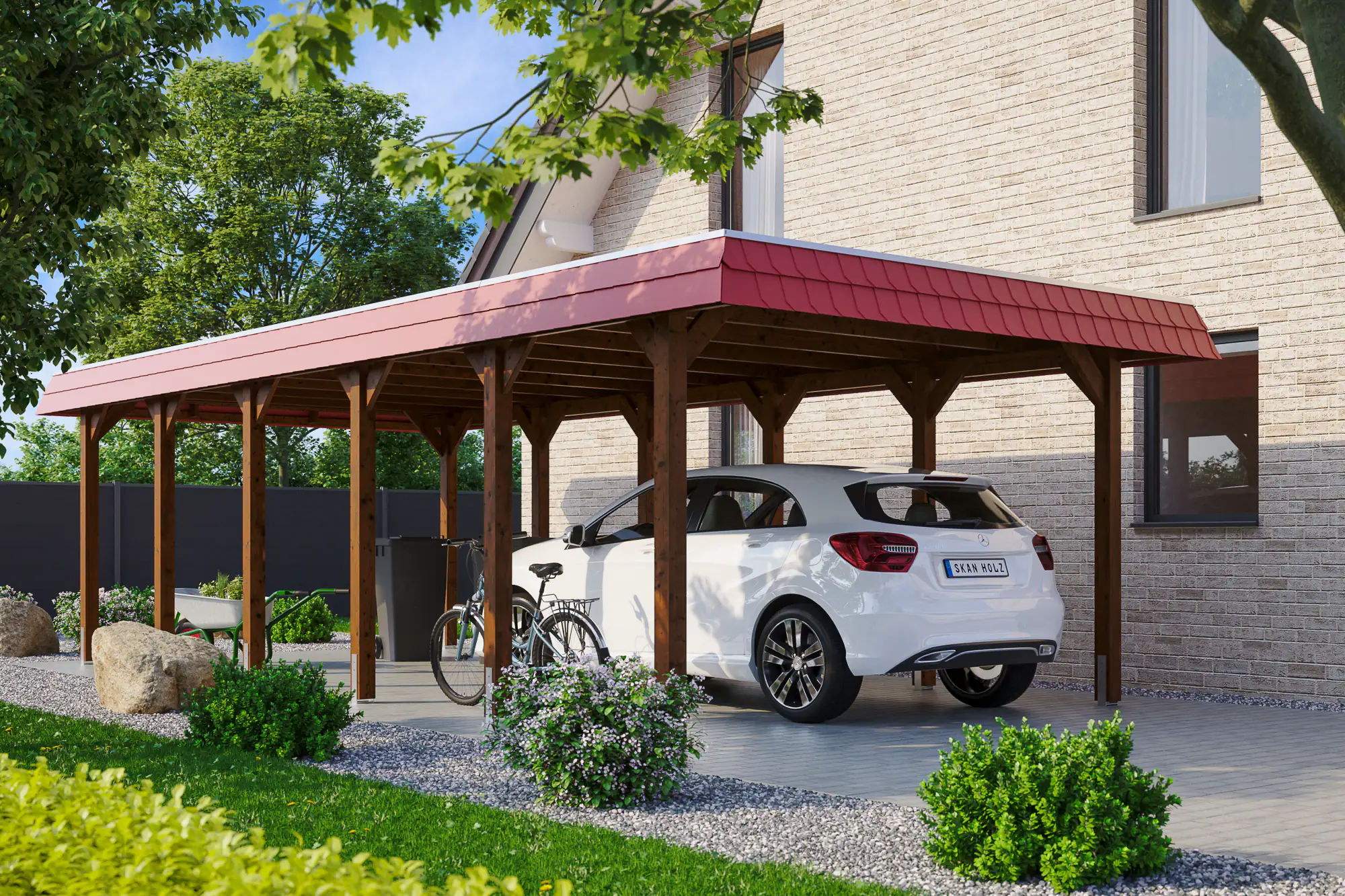 SKAN HOLZ Carport Spreewald 396 x 893 cm mit EPDM-Dach