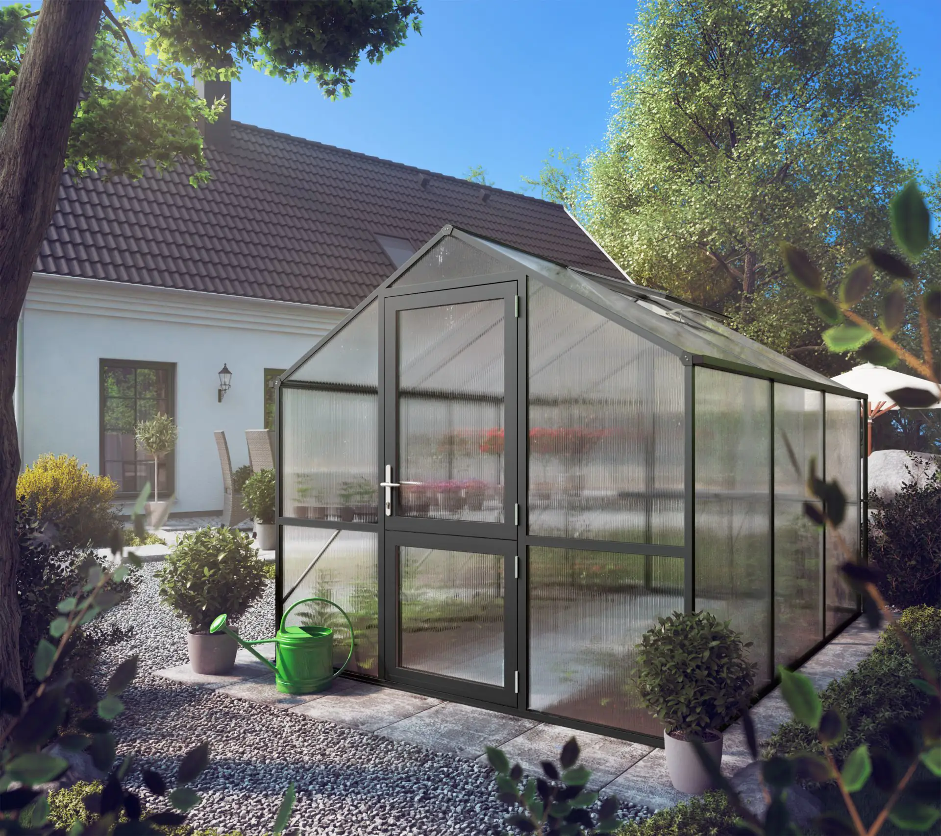 4260120342466_1078499 KGT Gewächshaus Rose III 3,23 x 2,33 x 2,15 m, anthrazit-grau