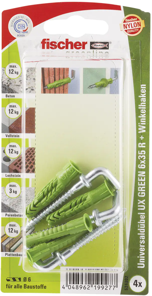 Fischer Universaldübel UX green Fischer Universaldübel-Set UX green 6.0 x 35 mm - 4 Stück