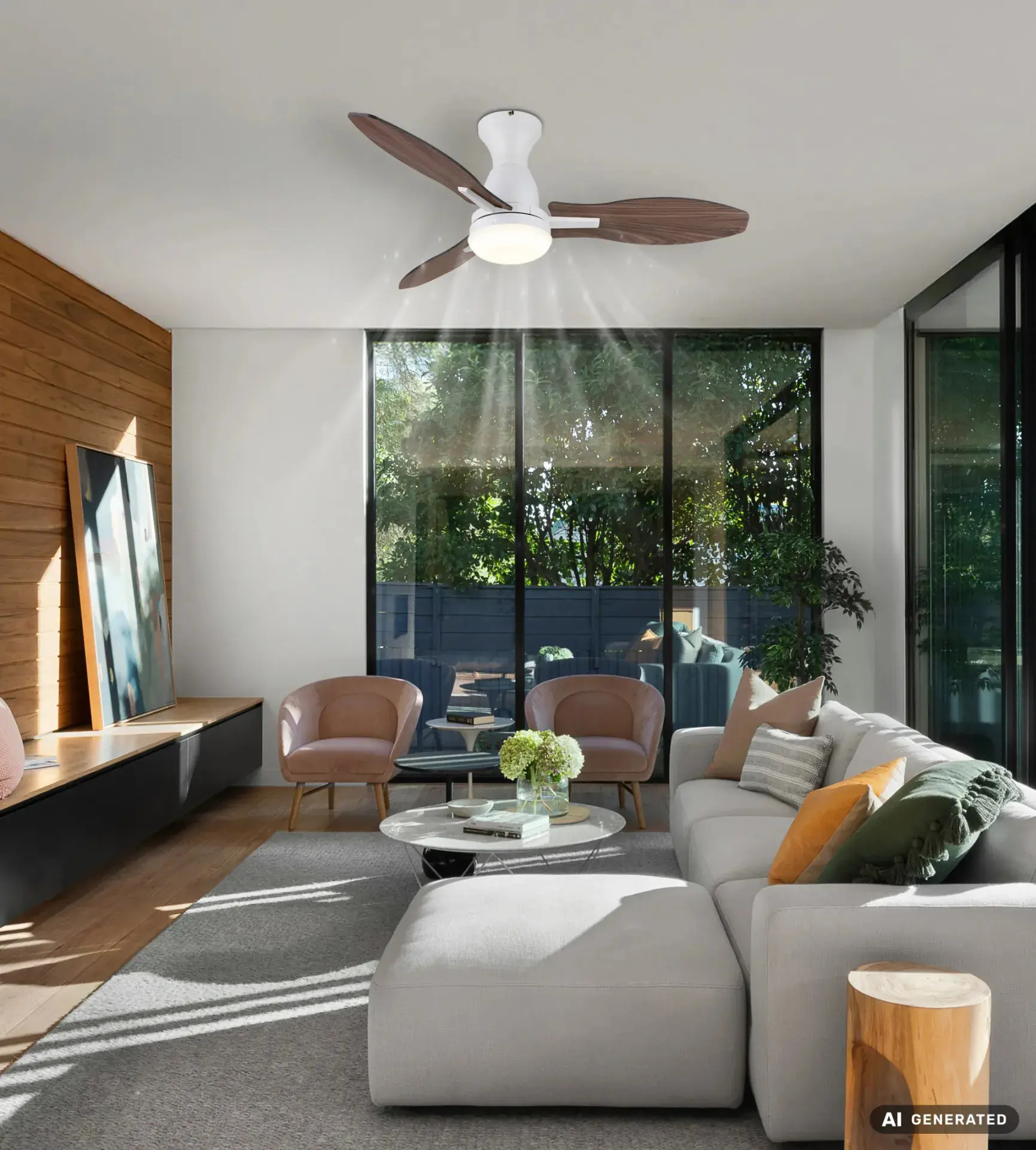 Globo Deckenventilator Gale Ø 107 cm 35 W holz weiß CCT