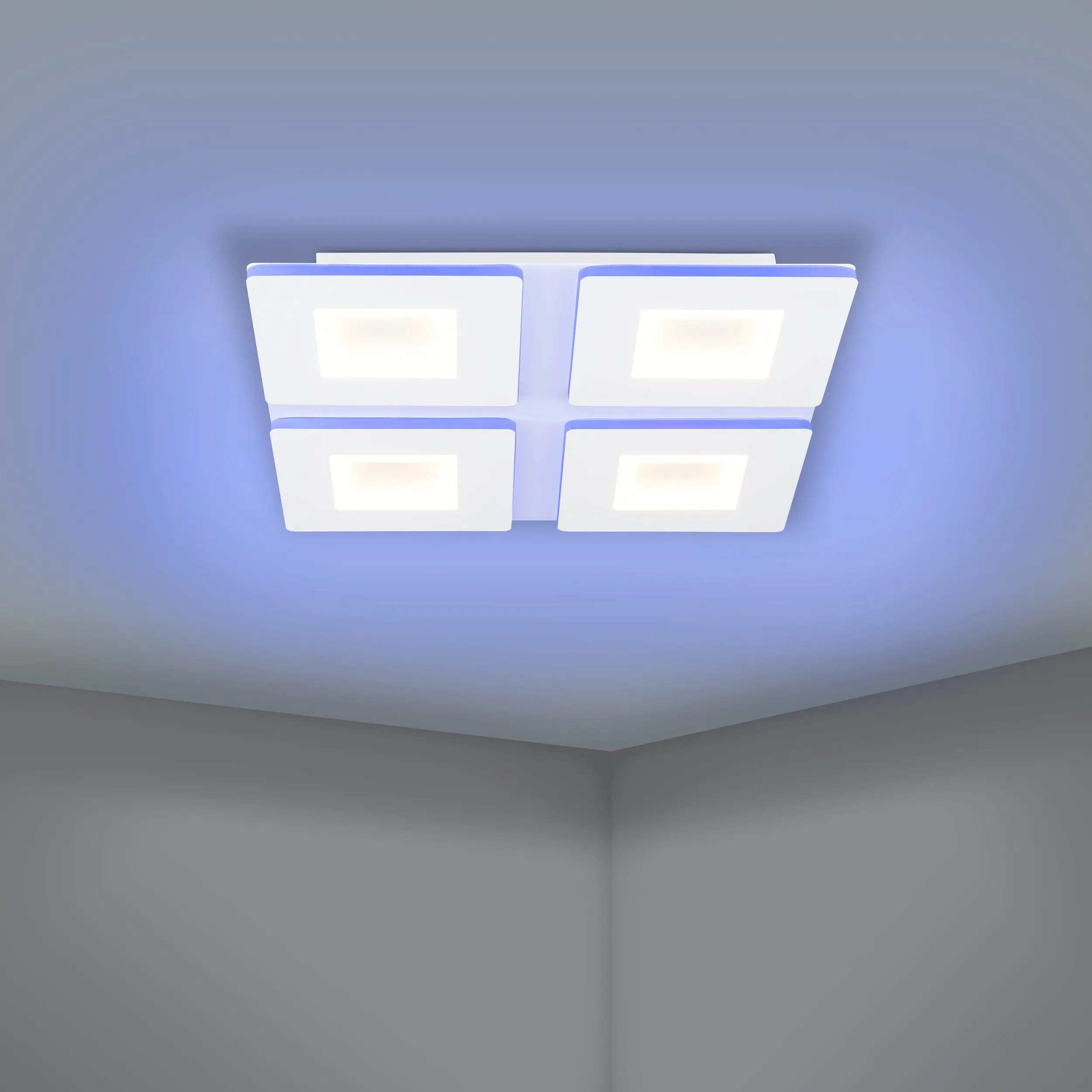 Eglo Connect LED Deckenleuchte Padrogiano-Z weiß 45 x 45 cm mit vier Quadraten Eglo Connect LED Deckenleuchte Padrogiano-Z weiß 45 x 45 cm mit vier Quadraten