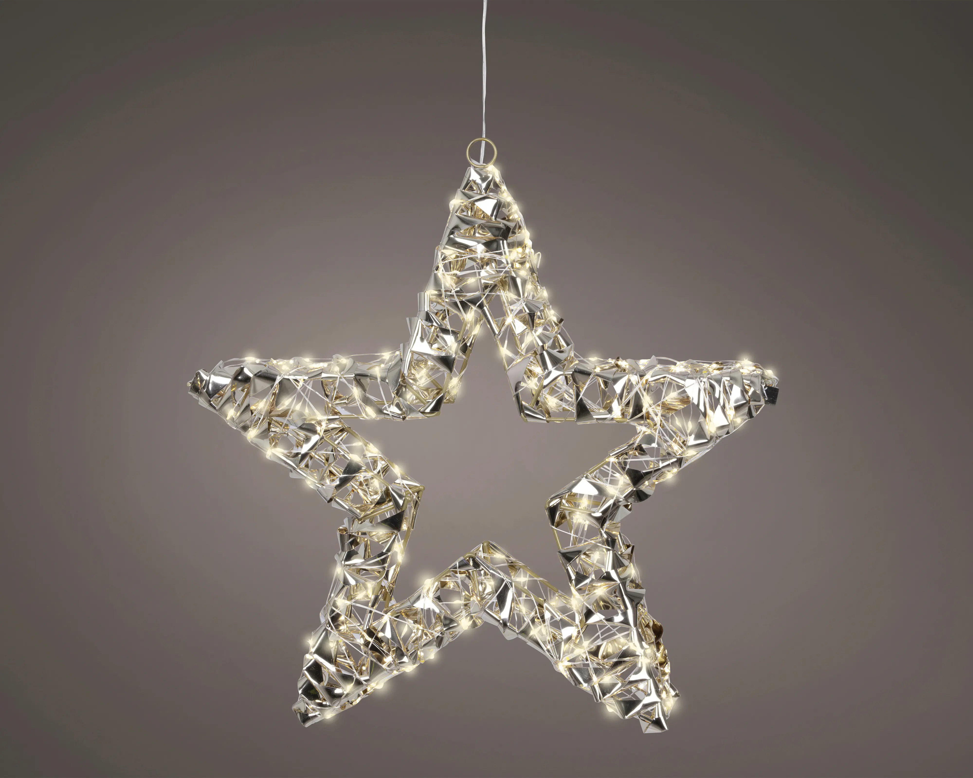 Lumineo LED Stern mit Timer Kunststoff Ø 38 cm warmweiß gold