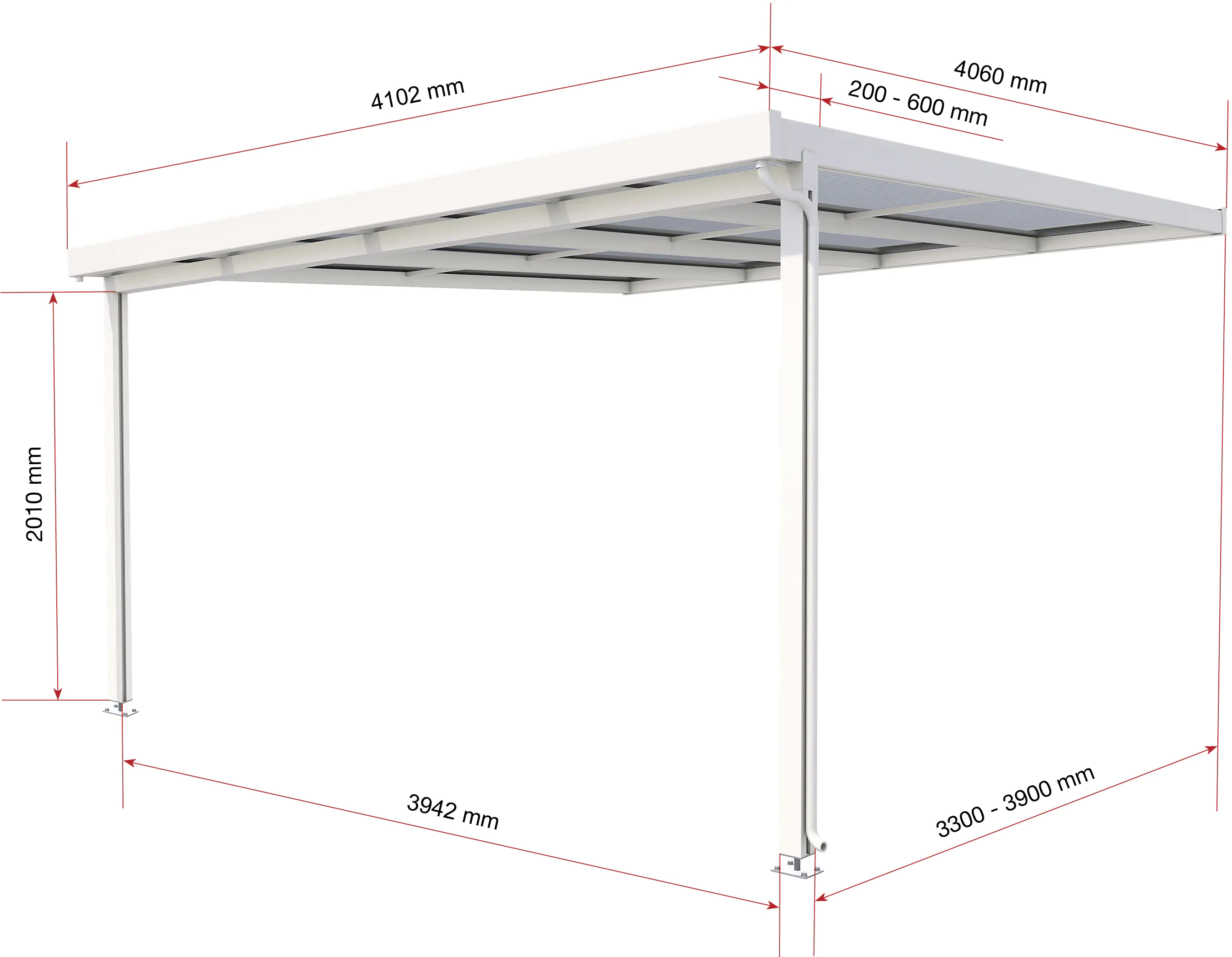 Gutta Premium Terrassendach 410,2 x 406 cm weiß PC klar 16 mm Gutta Premium Terrassendach 410,2 x 406 cm weiß PC klar 16 mm