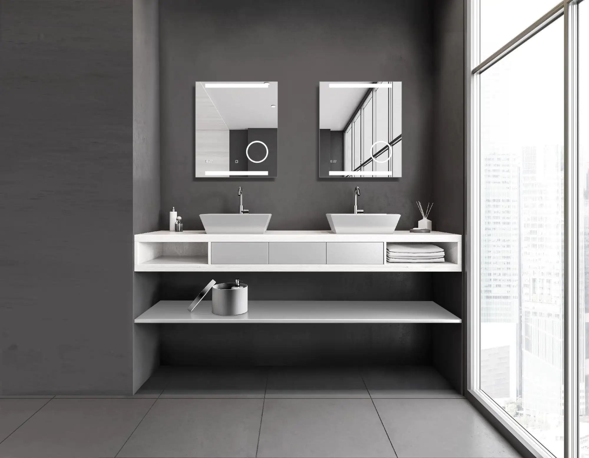 DSK LED Lichtspiegel Silver Rey 60x70 cm