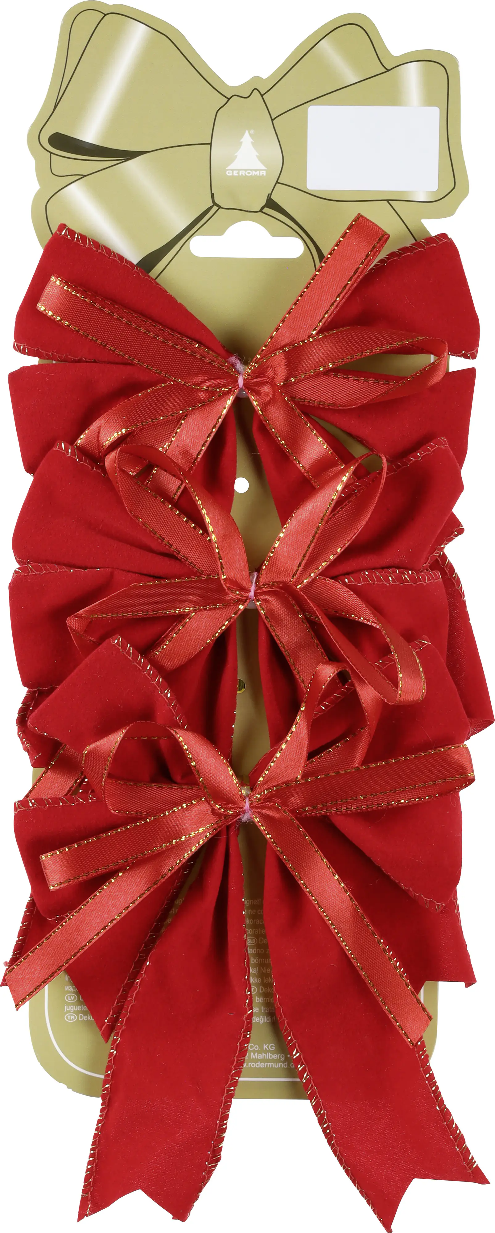 Weihnachtsdeko Schleifen aus Samt 15 cm rot - 3 Stück