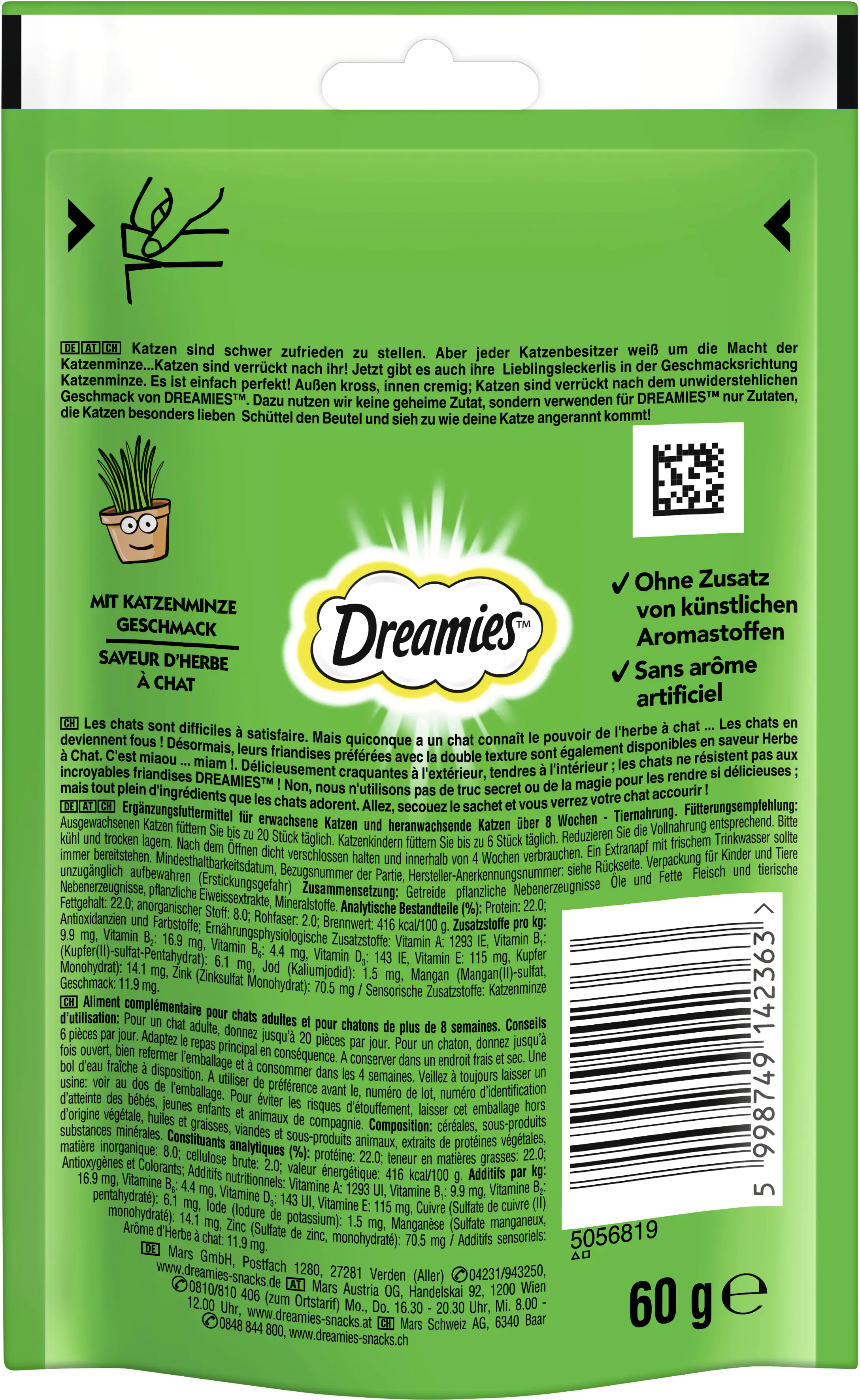 Katzensnack mit Katzenminze 60 g Dreamies 60 g Katzensnack mit Katzenminze 60 g Dreamies 60 g