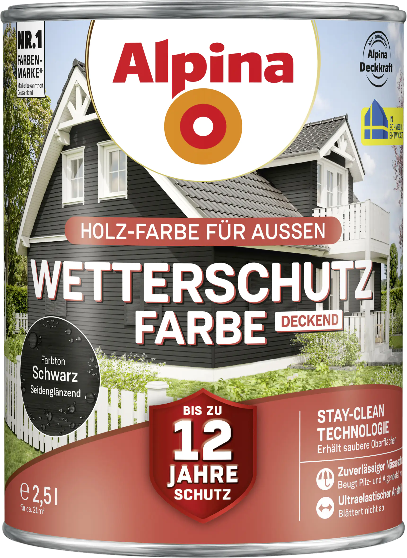 Alpina Wetterschutzfarbe 2,5 L schwarz Alpina Wetterschutzfarbe 2,5 L schwarz