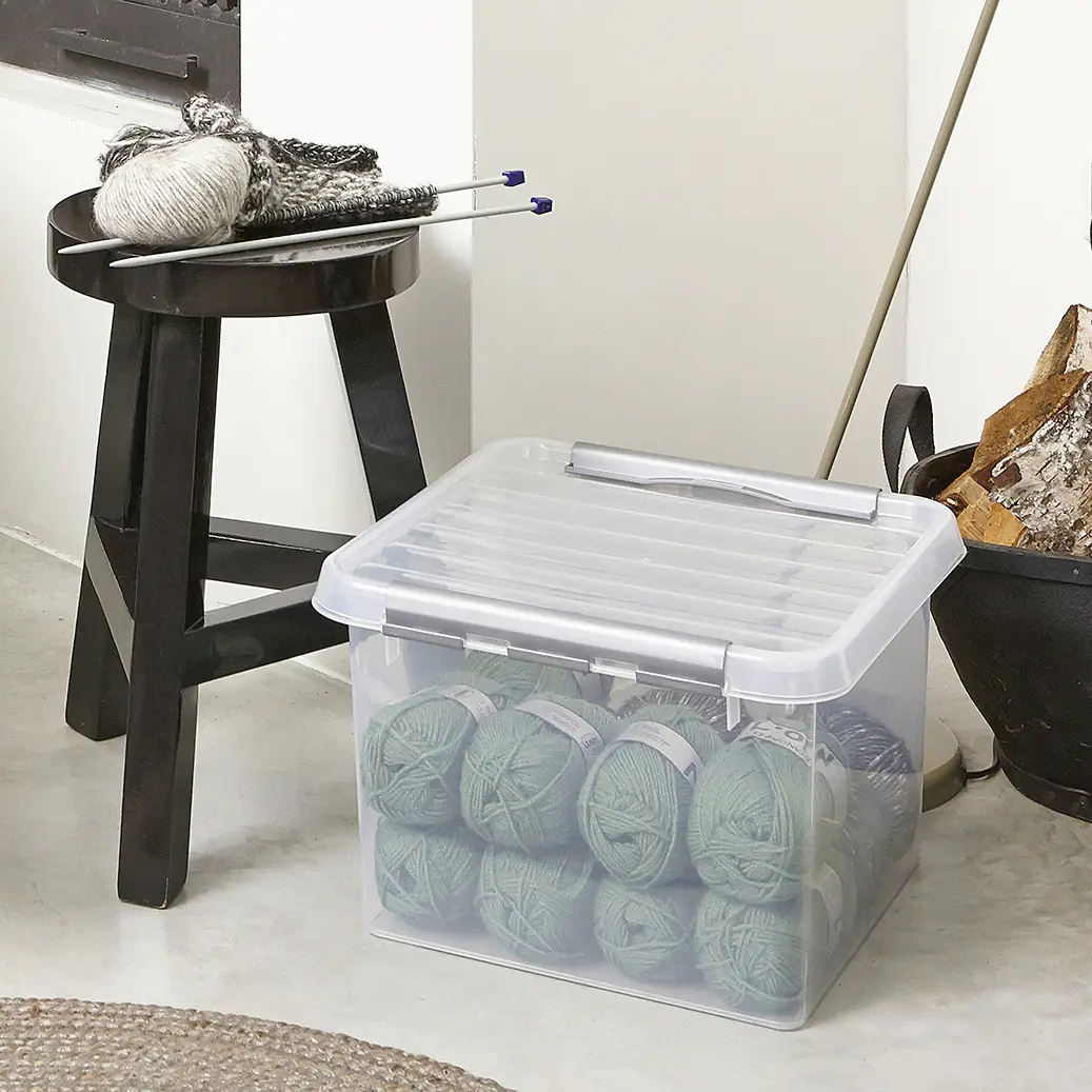 Sunware Aufbewahrungsbox Q-line 26L transparent metallfarbig 40 x 40 x 26 cm Sunware Aufbewahrungsbox Q-line 26L transparent metallfarbig 40 x 40 x 26 cm