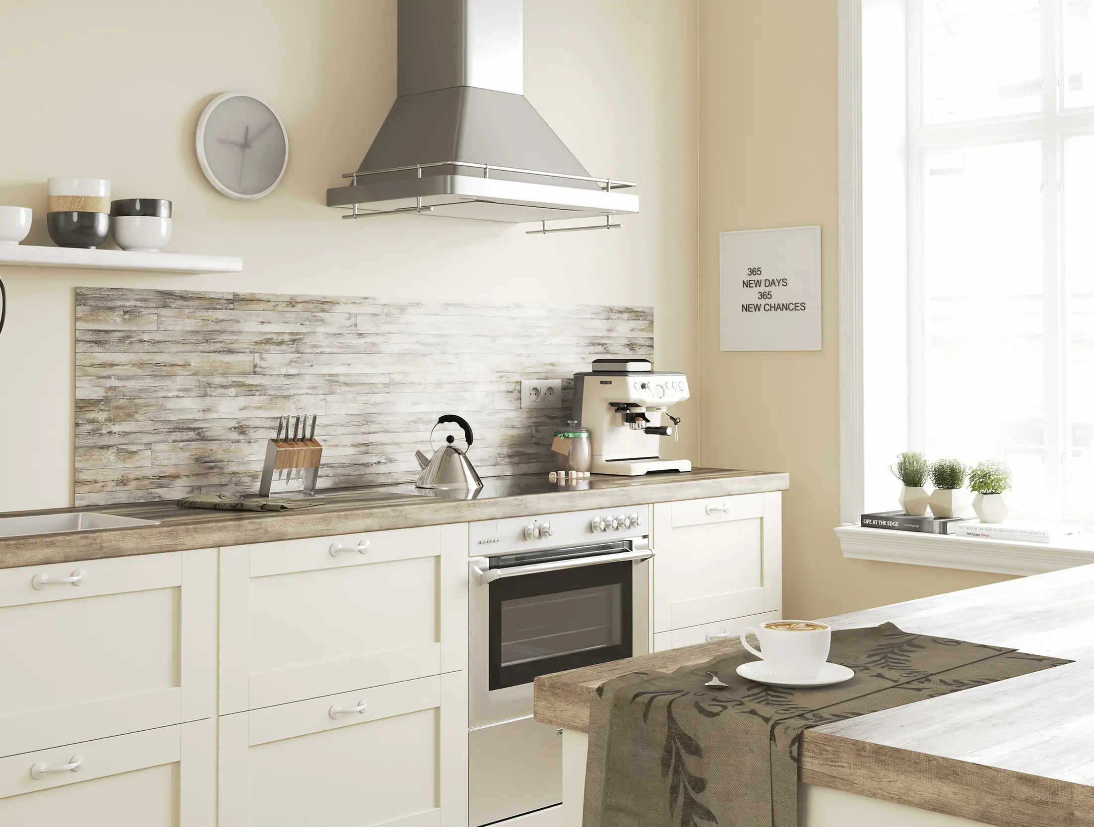 Küchenrückwand WandArt easy 80 x 58,5 cm, 3 mm, cottage planks