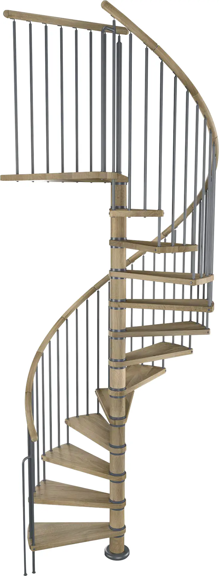 Dolle Spindeltreppe Winnipeg Eiche geölt Ø 140 cm Metallteile grau