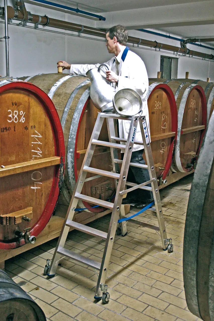 krause Aluminium-Doppelleiter STABILO fahrbar 2,25 m