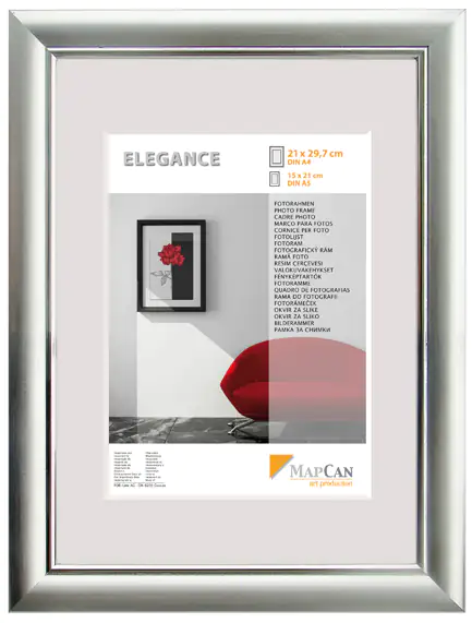 Kunststoff Bilderrahmen Elegance alu-metallic-silber, 60 x 80 cm
