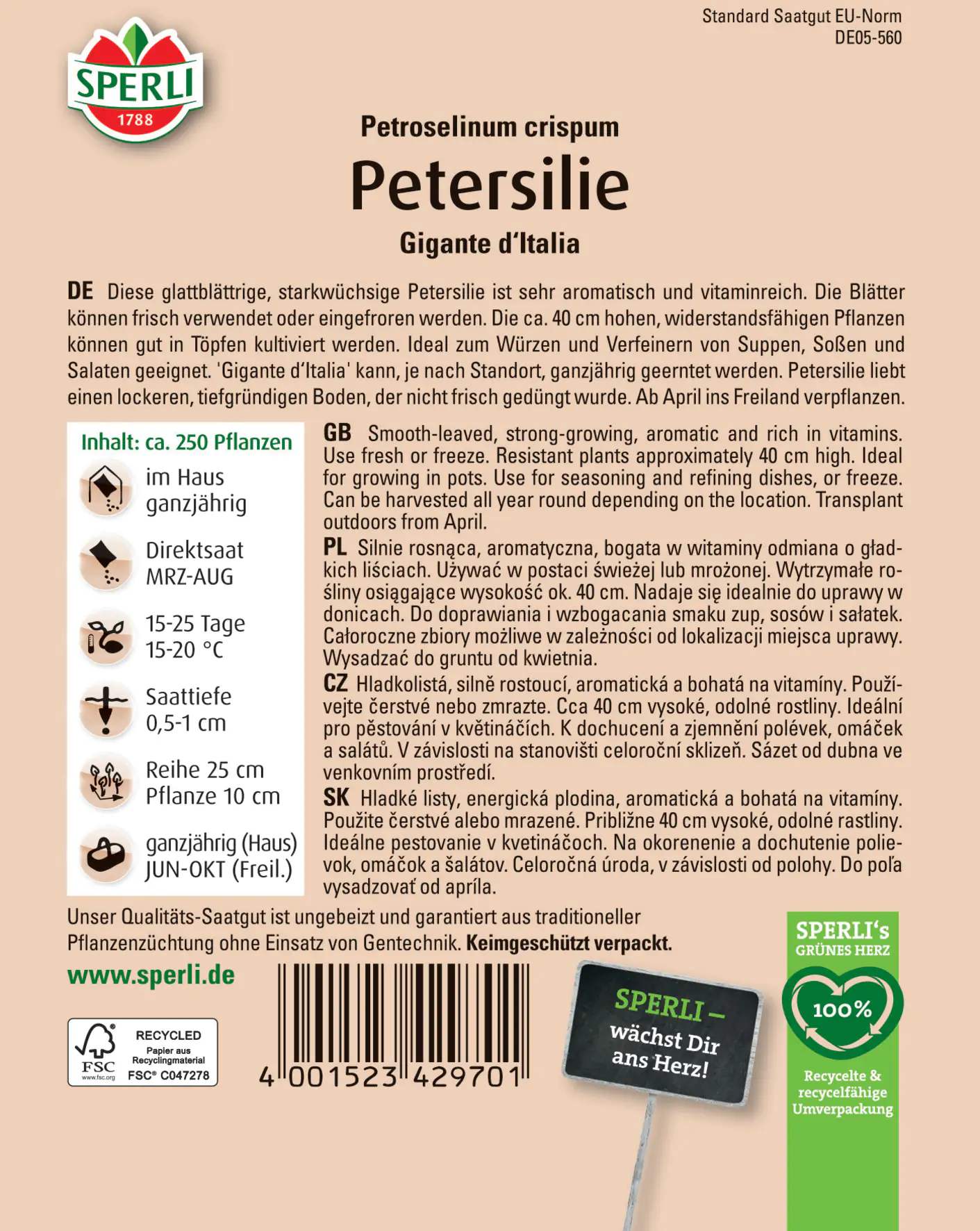 Sperli Petersilie Gigante d'Italia