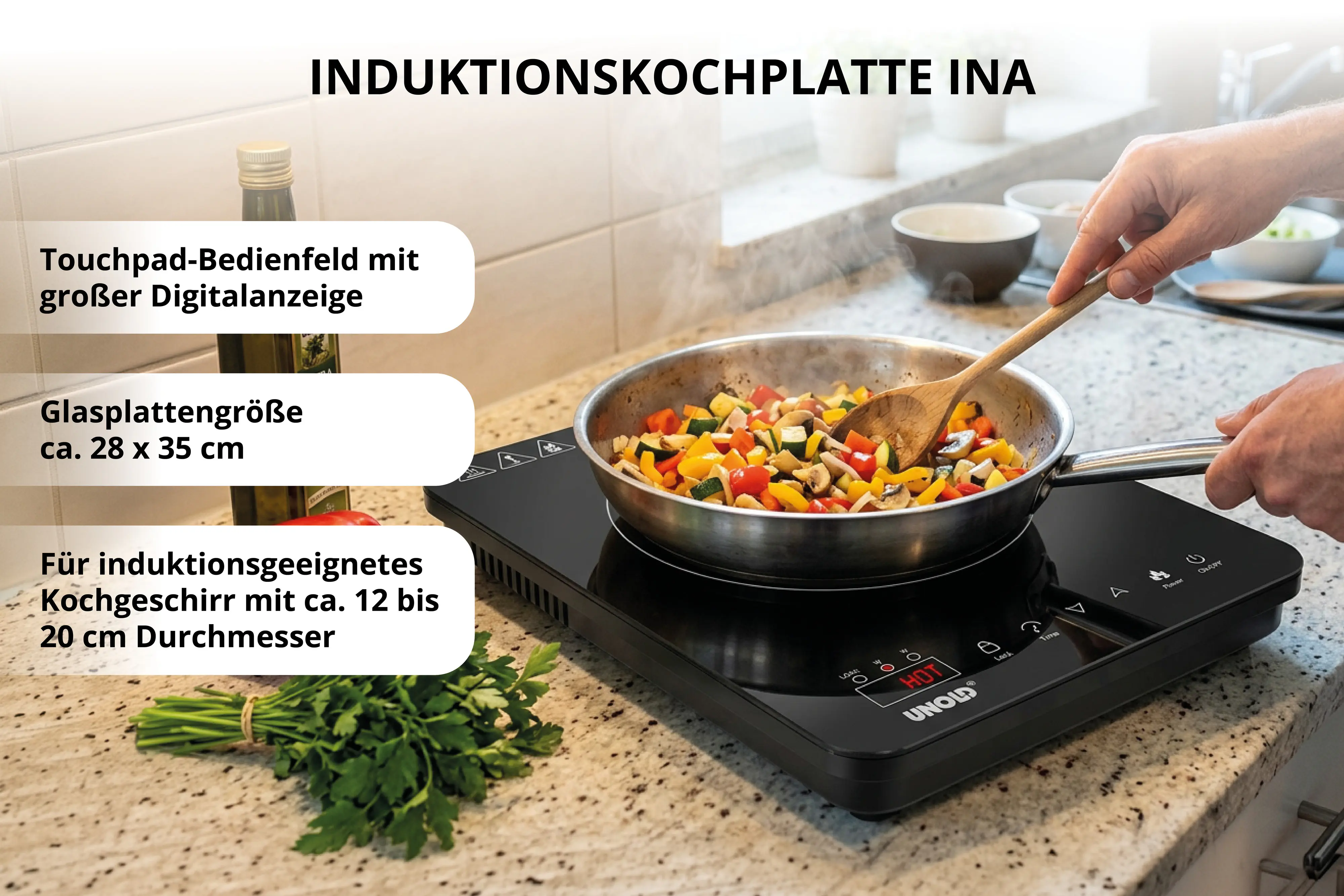 Unold 58305 Einzel-Induktionskochplatte Ina 2000 W