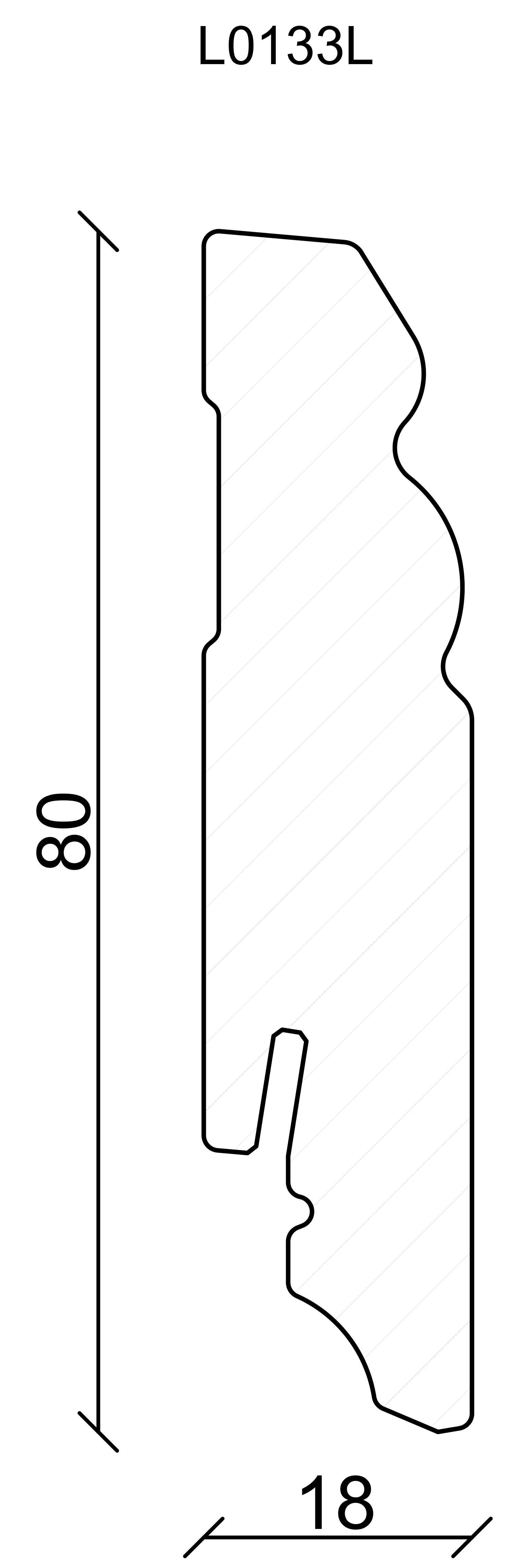 FN Neuhofer Sockelleiste profiliert RAL9010 240 cm 80 x 18 mm Fichte/Kiefer