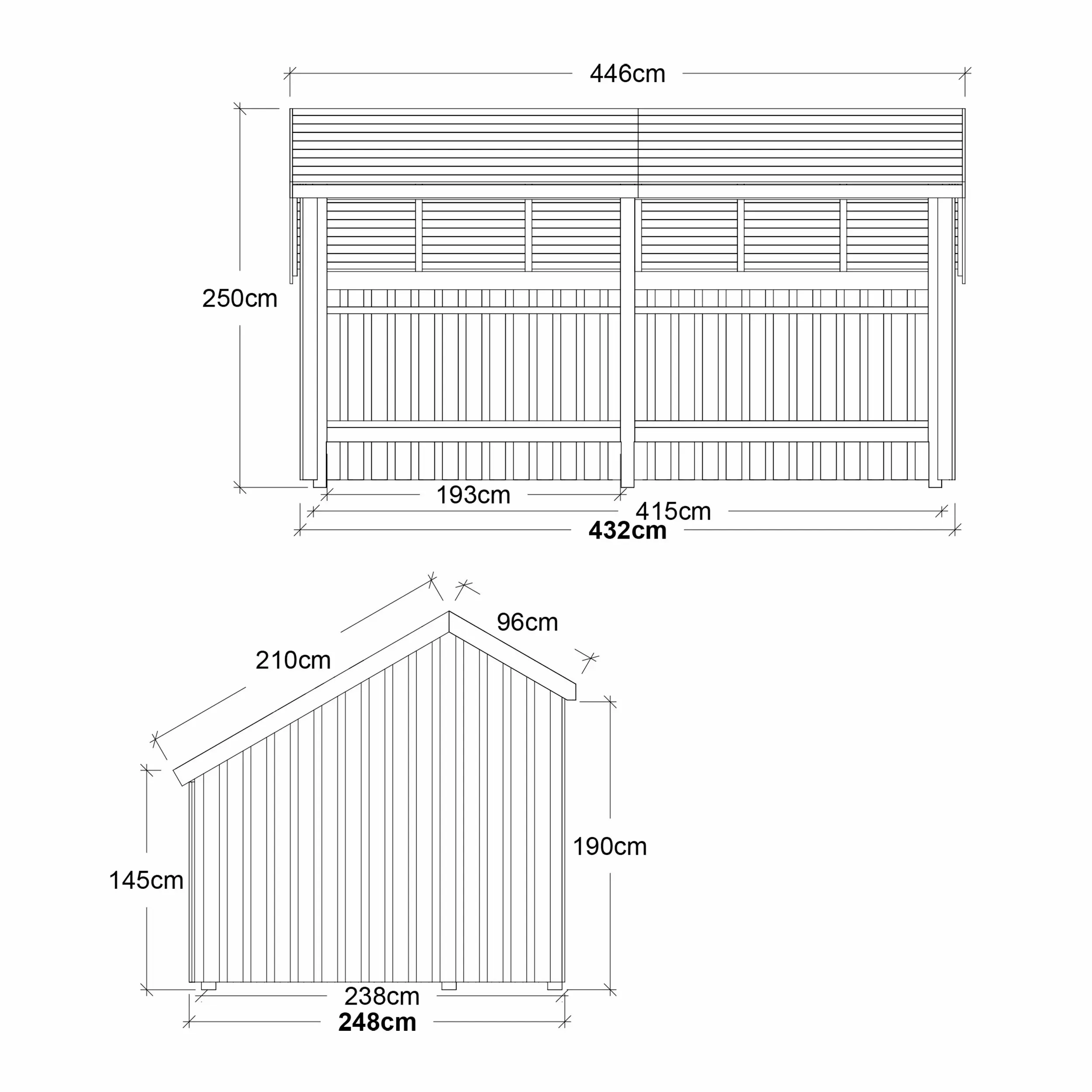 Plus Gartenhaus Multi 2 Module 416 x 238 cm natur offen