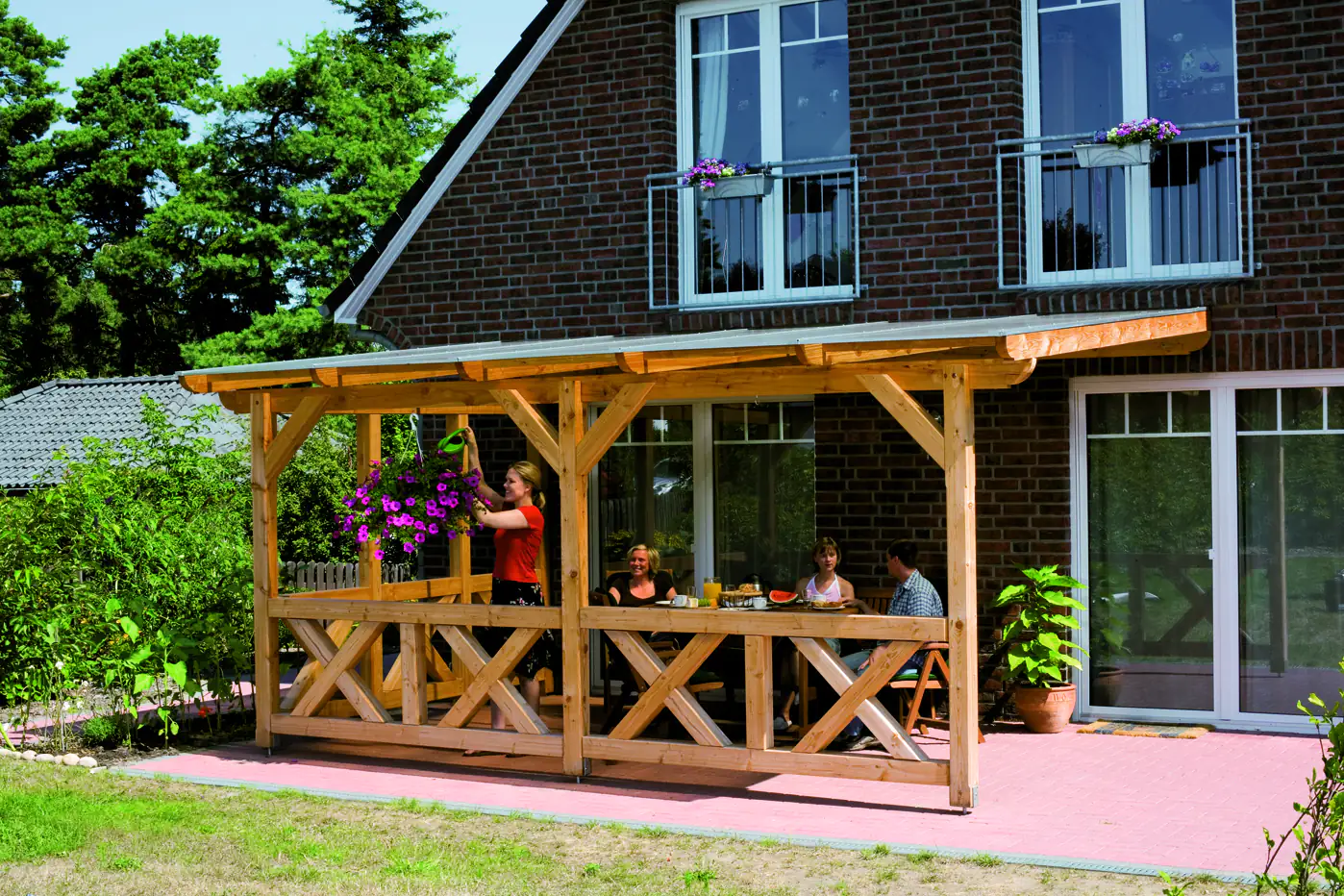 SKAN HOLZ Brüstung Andreaskreu 270 x 84 cm, Douglasie, natur