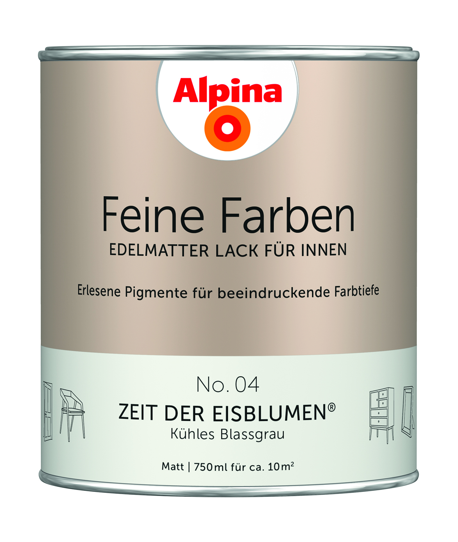 Alpina Feine Farben Lack No. 04 Zeit der Eisblumen - blassgrau  750 ml