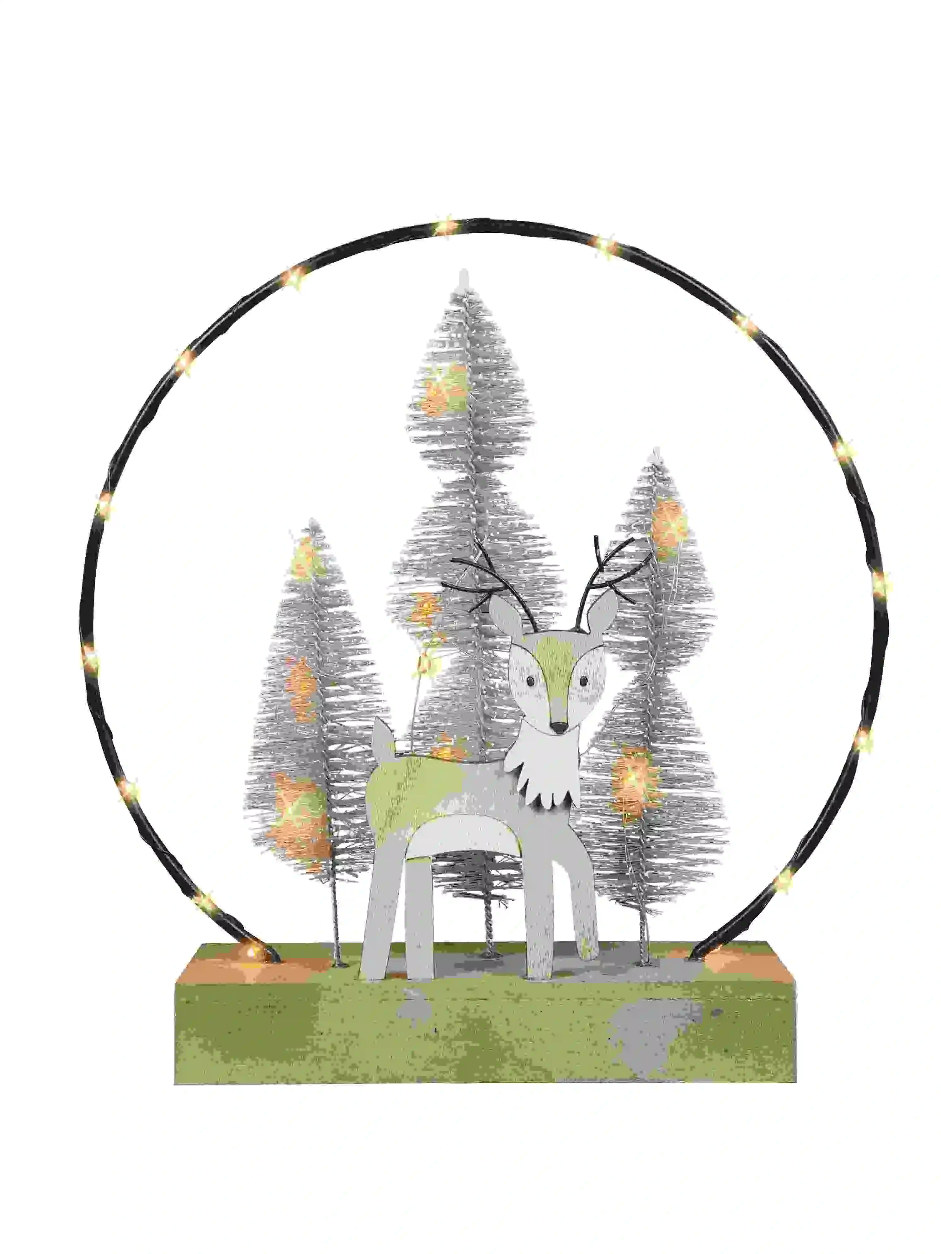 TrendLine Tischdeko Metall+Holz 24 x 8 x 25 cm grau/natur