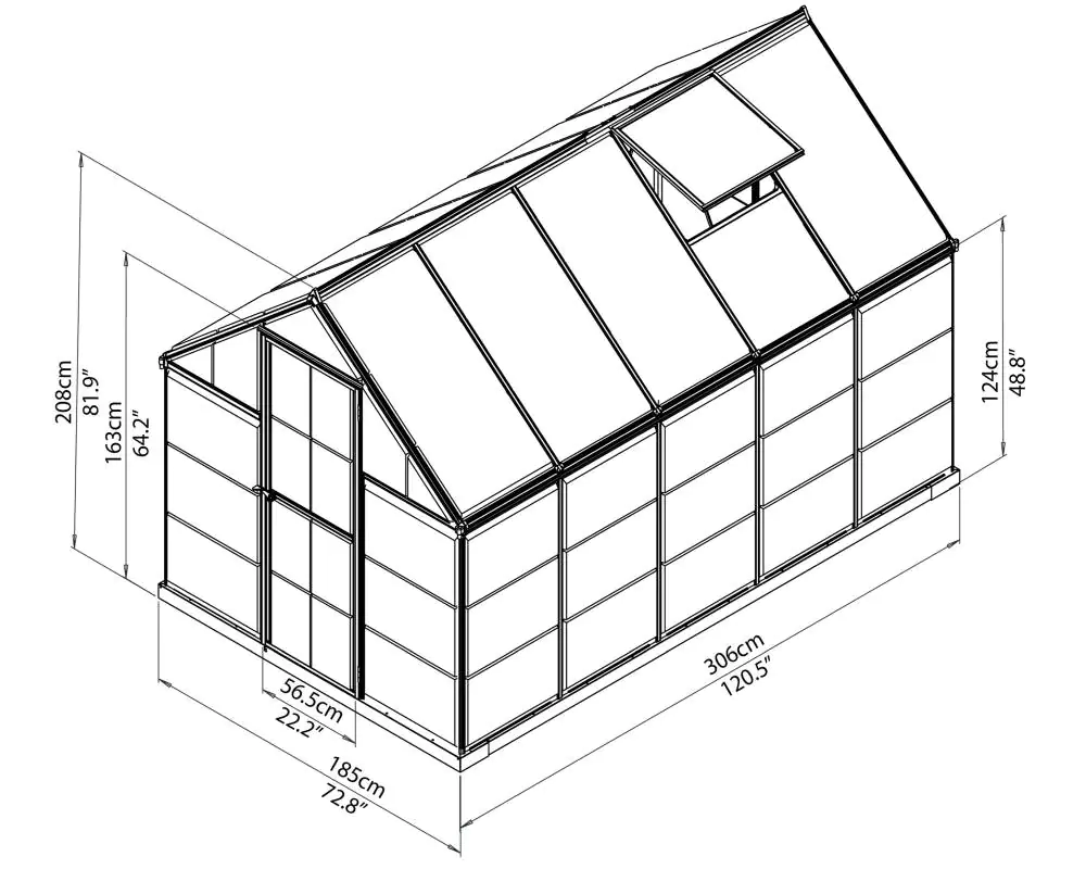 Canopia Gewächshaus Hybrid 6x10 anthrazit 185 x 306 x 208 cm
