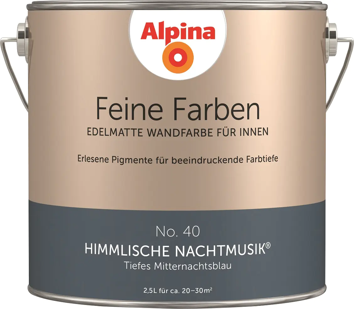 Alpina Feine Farben No. 40 Himmlische Nachtmusik 2,5 L tiefes mitternachtsblau edelmatt Alpina Feine Farben No. 40 Himmlische Nachtmusik 2,5 L tiefes mitternachtsblau edelmatt