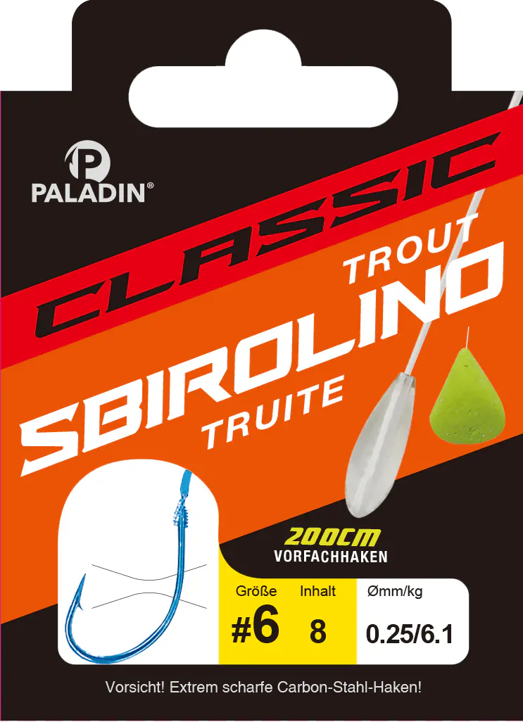 Paladin Sbirolino mit Haken Größe 12 - 200 cm 8 Stück rot