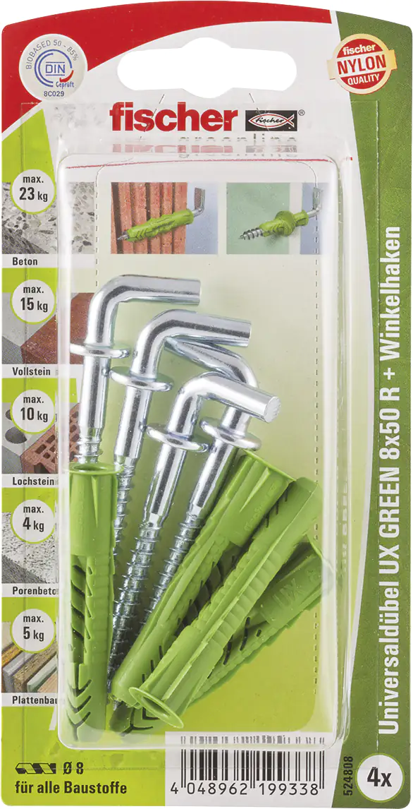 Fischer Universaldübel-Set UX green 8.0 x 50 mm - 4 Stück