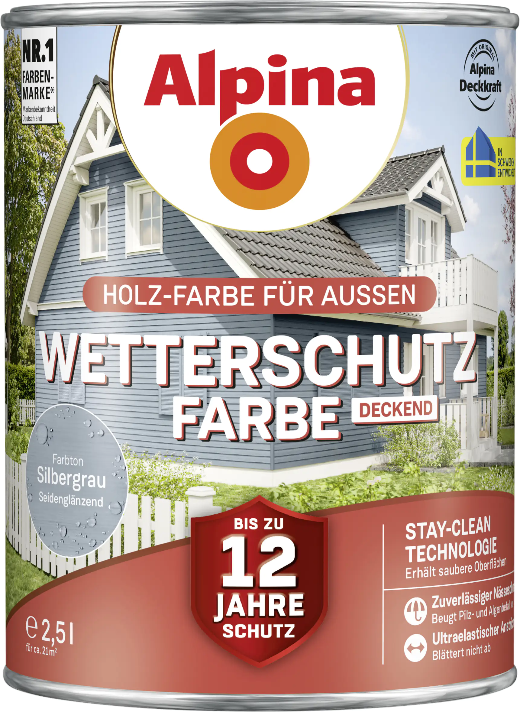 Alpina Wetterschutzfarbe 2,5 L silbergrau