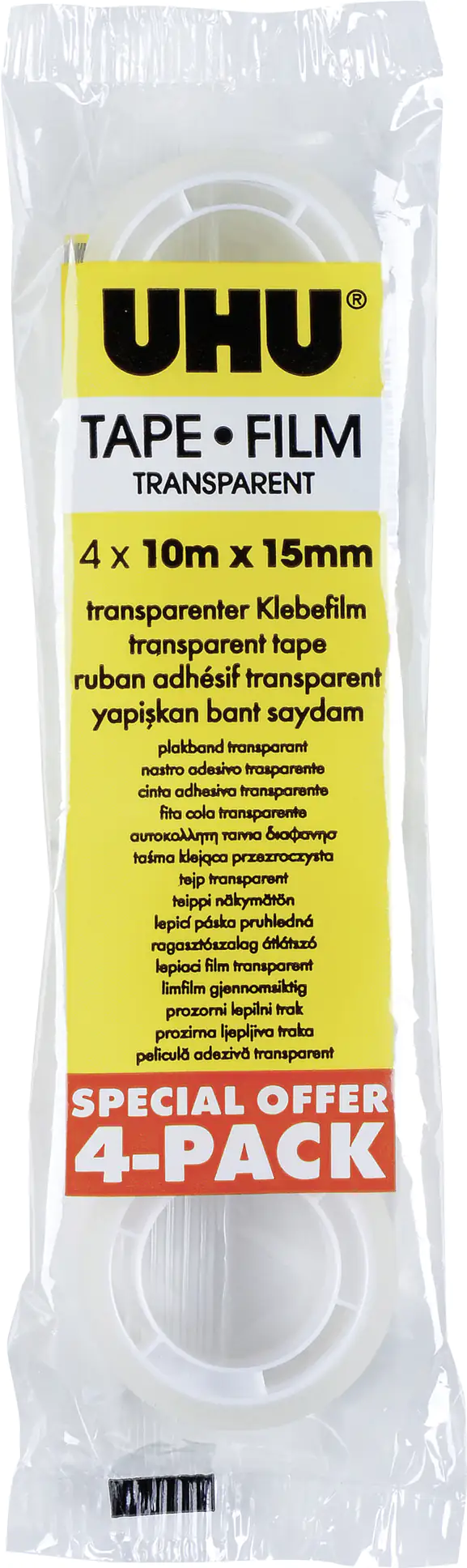 UHU Klebefilm Transparent - 2 Rollen 7.5m X 19mm - Kristallklar Für Büro, Schule & Haushalt