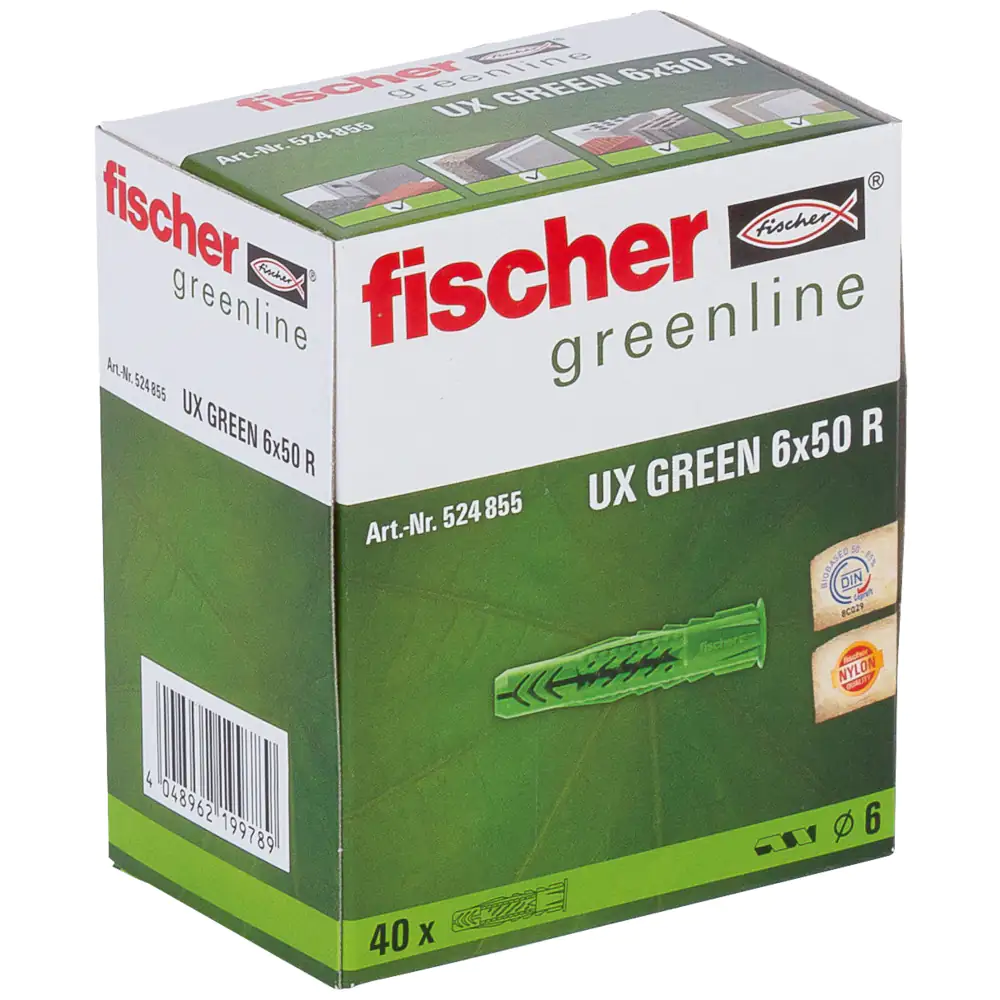 Fischer Universaldübel UX green 6.0 x 50 mm - 40 Stück Fischer Universaldübel UX green 6.0 x 50 mm - 40 Stück