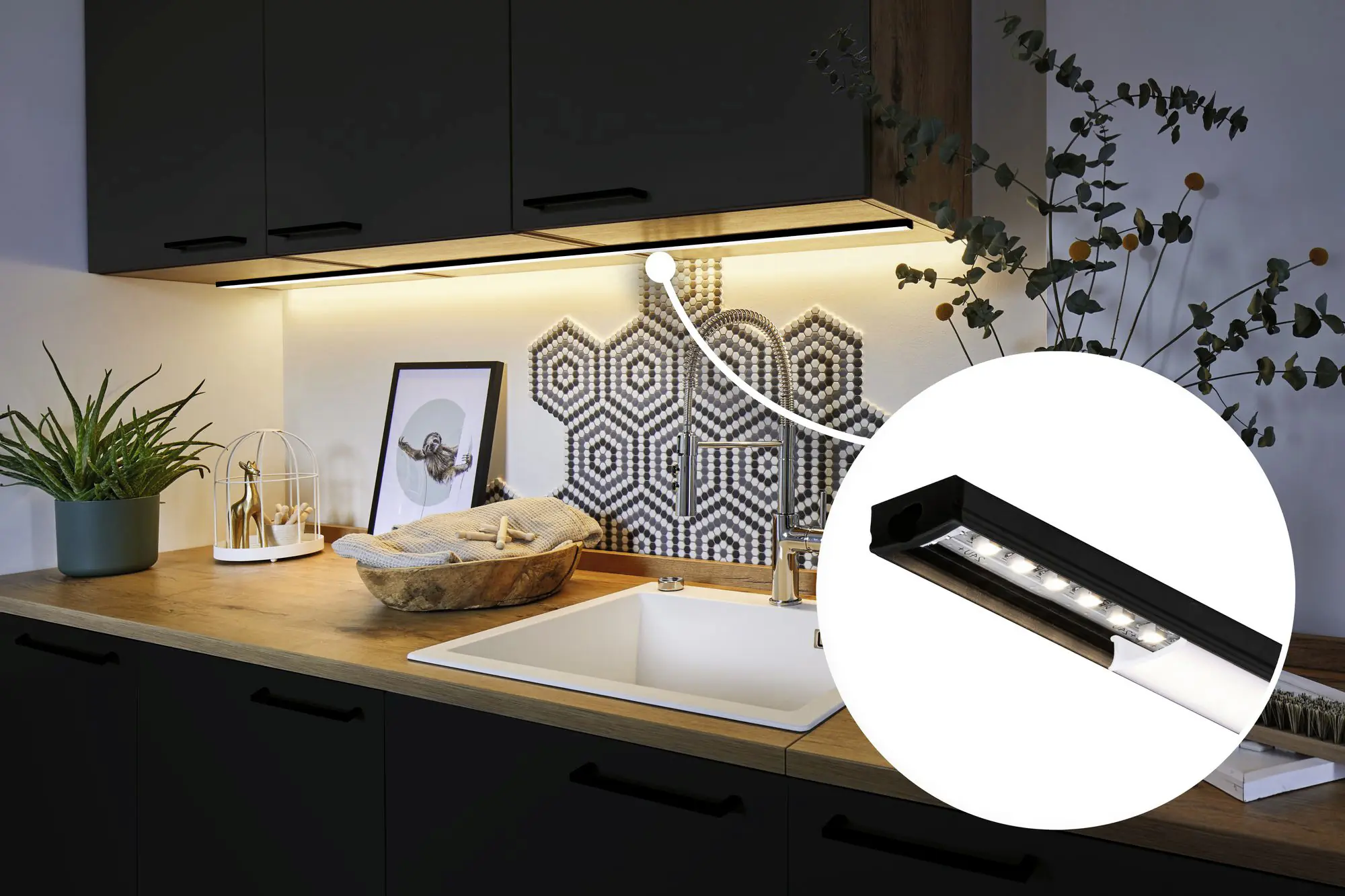 Paulmann LED-Profil für LED-Streifen 1 m mit weißem Diffusor schwarz-weiß
