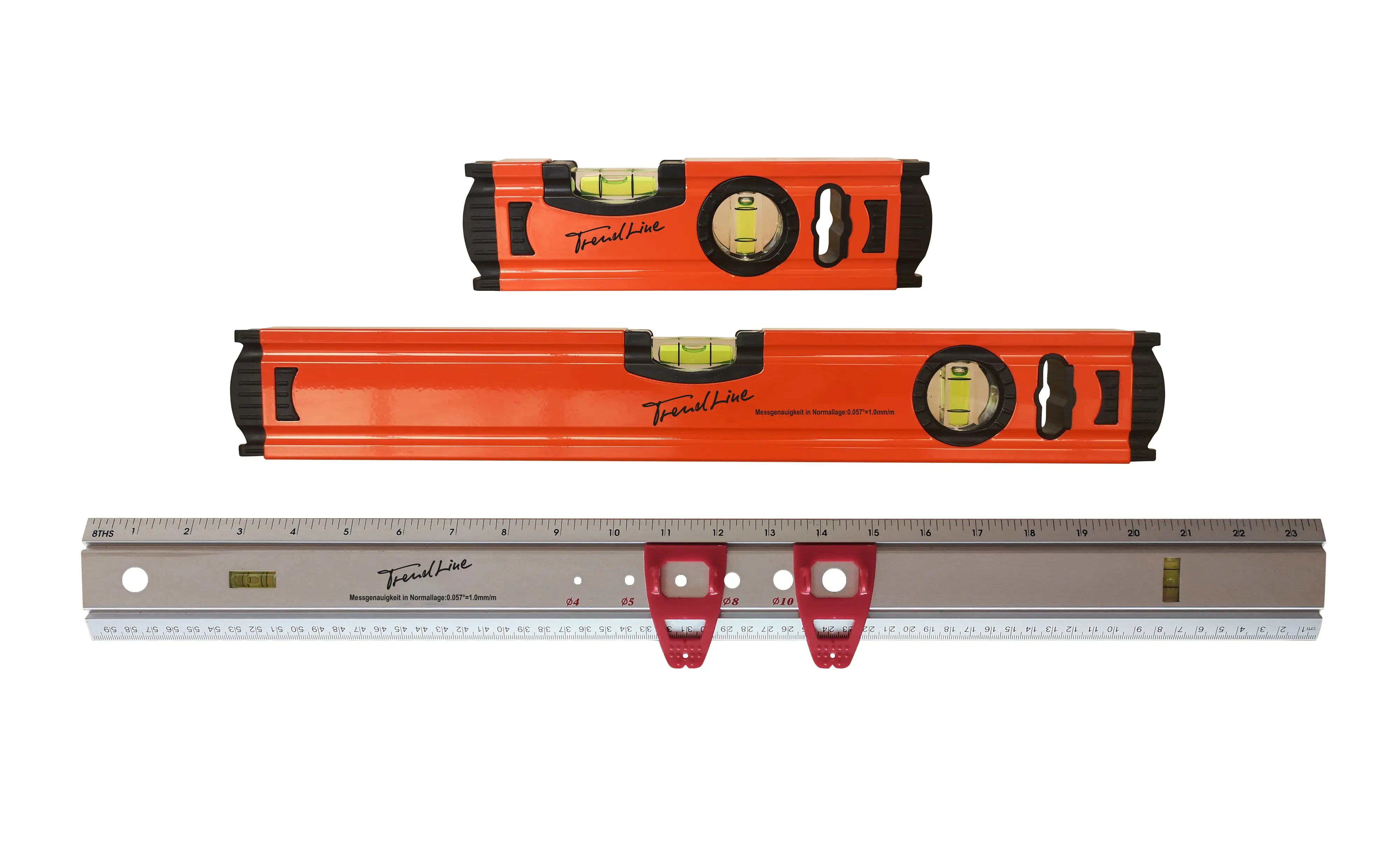 TrendLine Alu-Wasserwaagen-Set 20 und 40 mit Markierungslineal