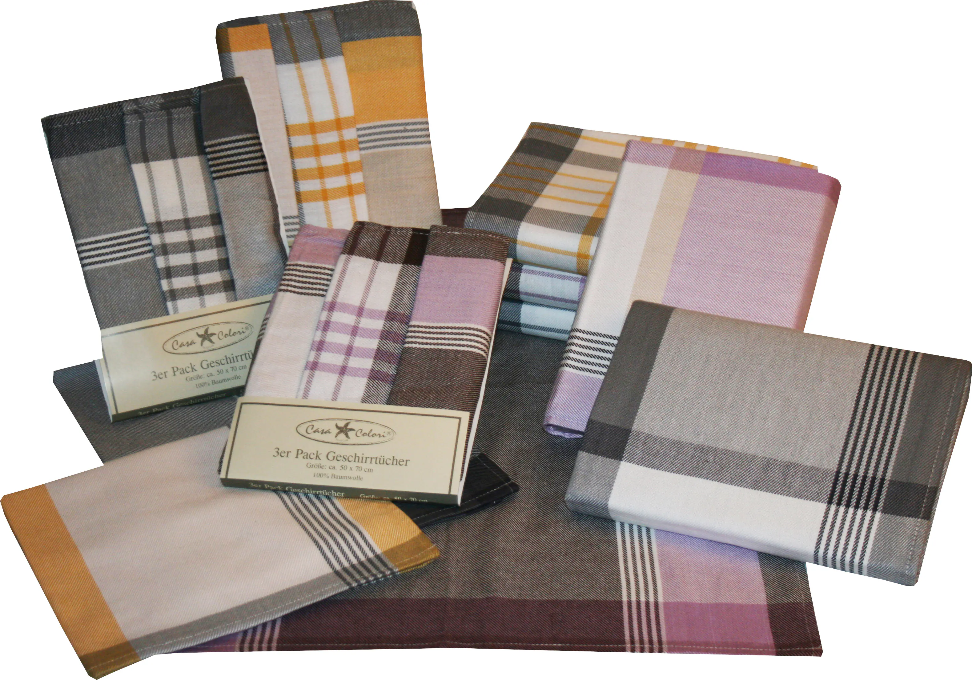 Geschirrtücher Baumwolle 50 x 70 cm 3er Pack 3-fach sortiert