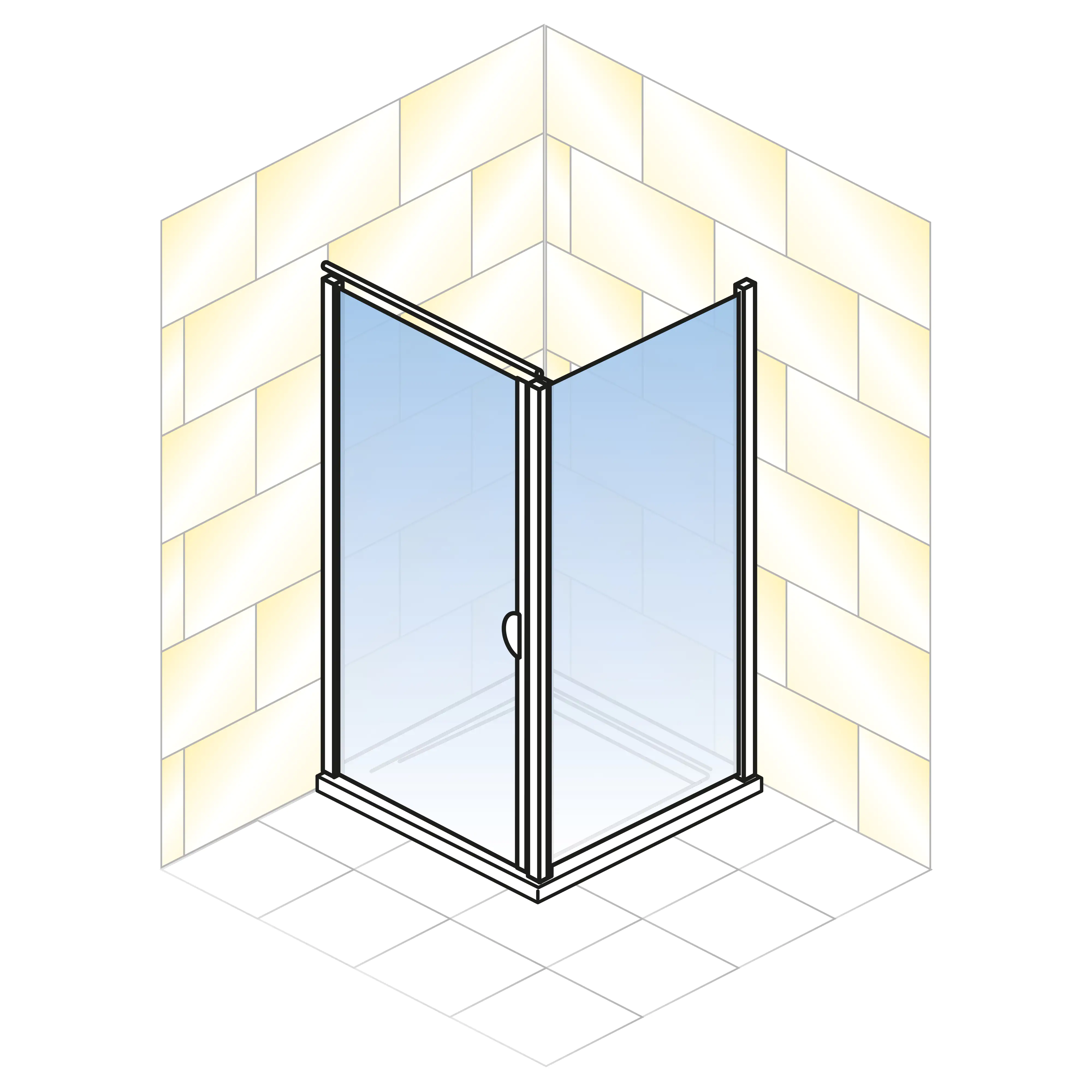 Schulte Drehtür Seitenwand Duschwanne 90 x 90 x 180 cm Sunny