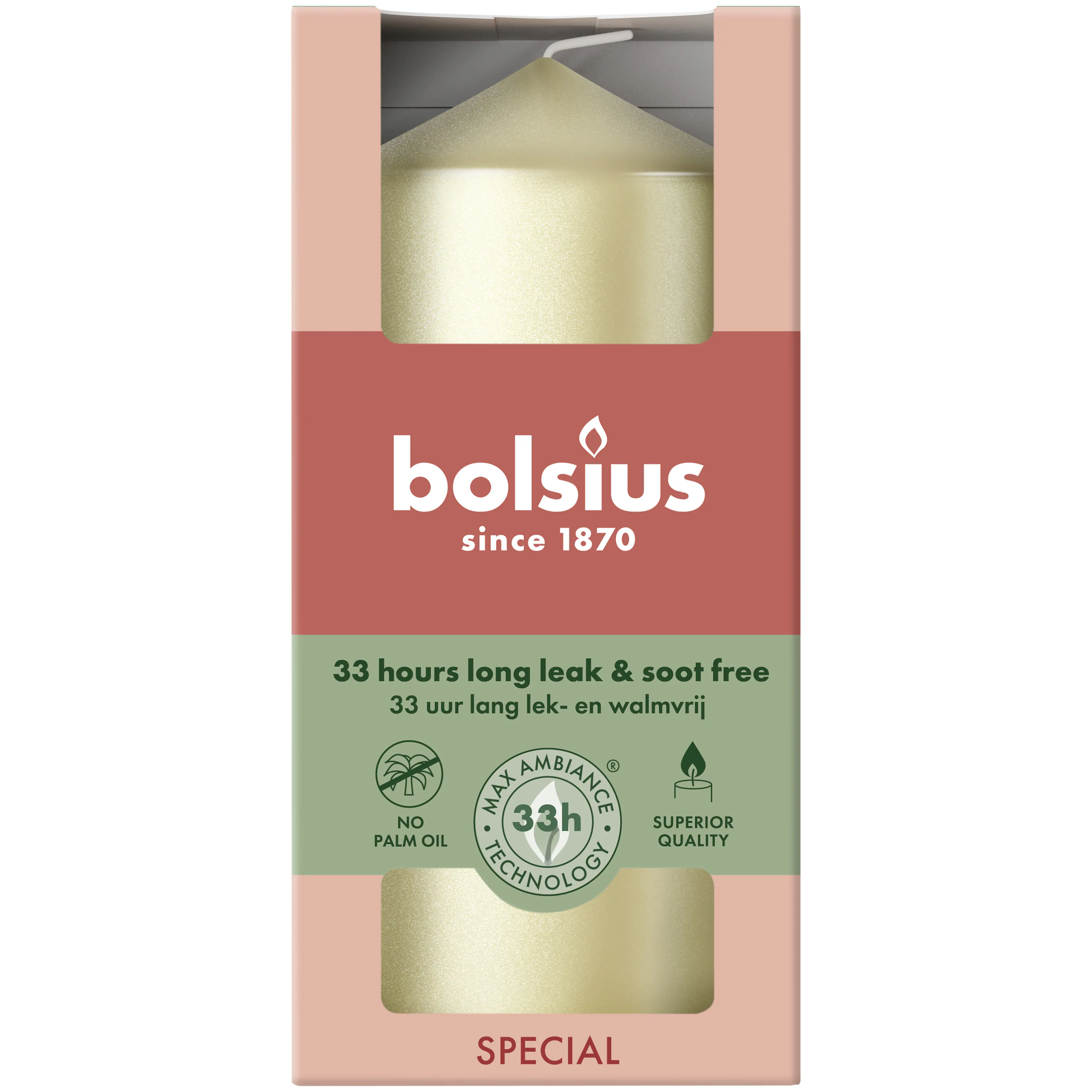 Bolsius Stumpenkerze metallic silber 12 cm Ø 5,8 cm 