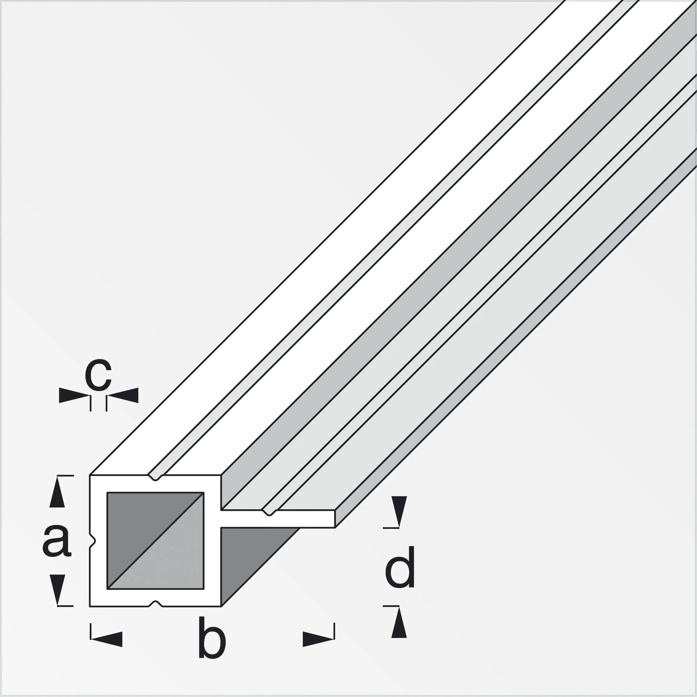 alfer Quadratrohr, 1 Schenkel versetzt 1 m, 23.5 x 45.5 x 1.5 mm