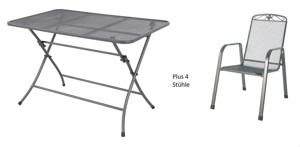 MWH Möbelset Caffe Latte 2.0 Tisch 110 x 70 + 4 Stühle