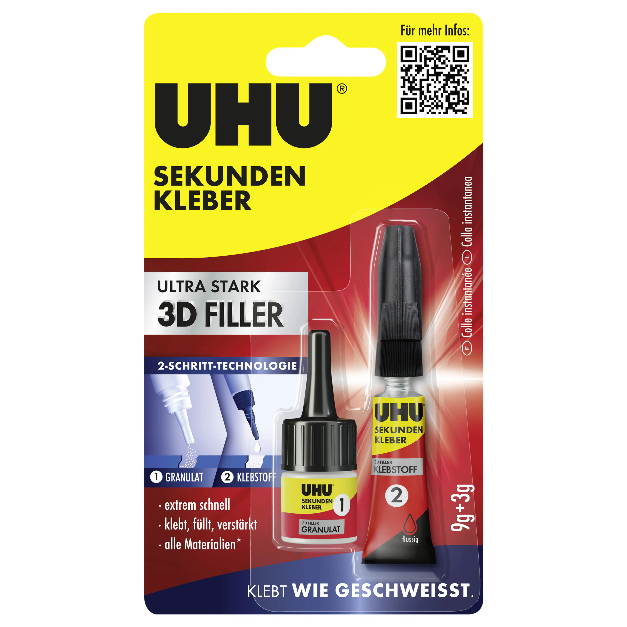 UHU Sekundenkleber 3D Filler 3 g + 9 g