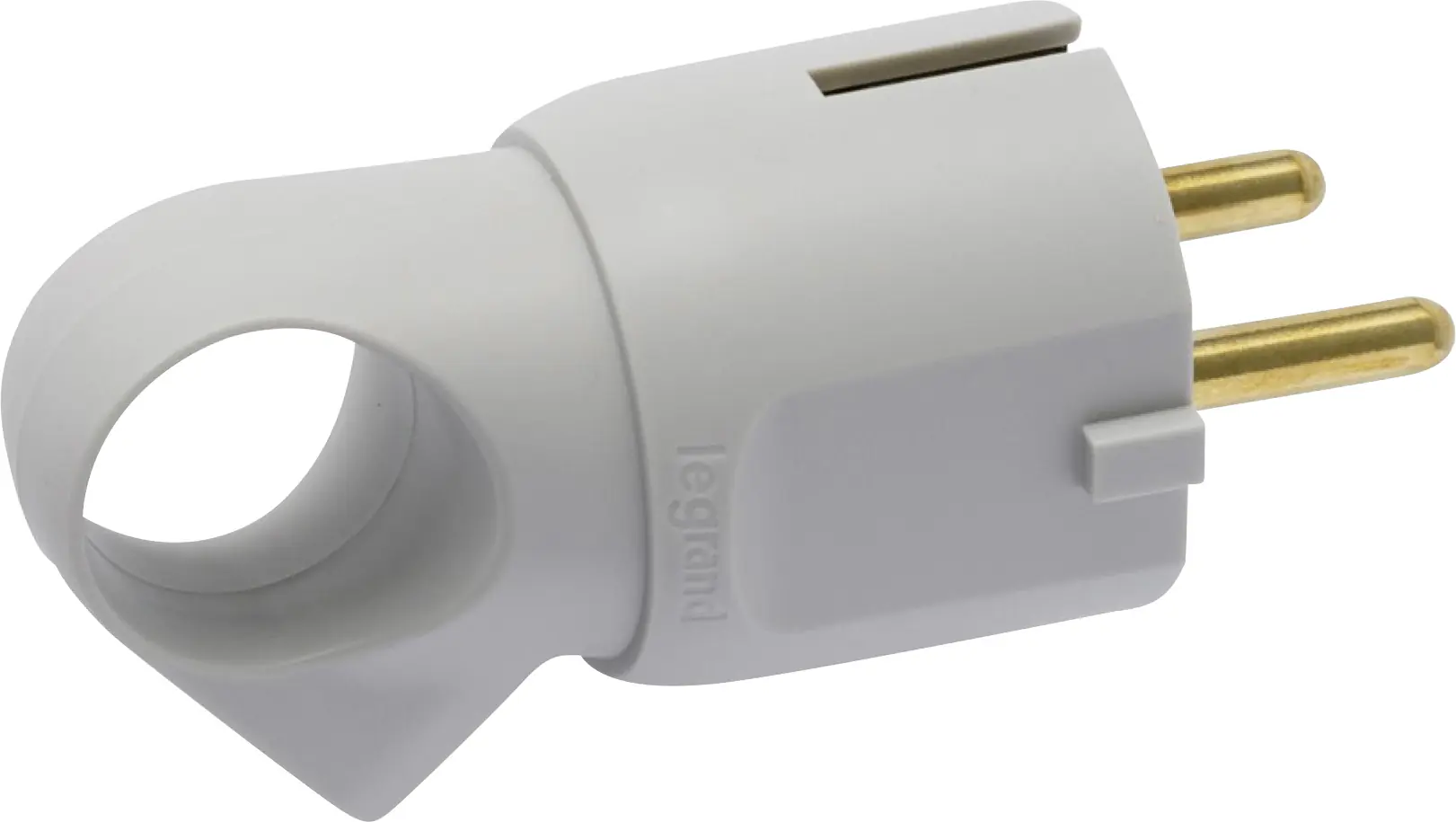 LEGRAND Schutzkontakt-Stecker Knickschutz mit Ausziehhilfe grau