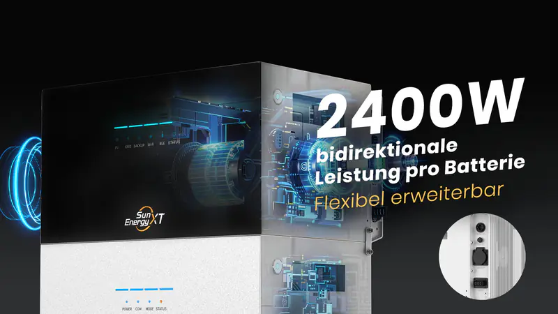 SunEnergyXT Balkonkraftwerkspeicher Kopfspeicher 500Pro 5024 Wh 2400 W bidirektionaler-Wechselrichter