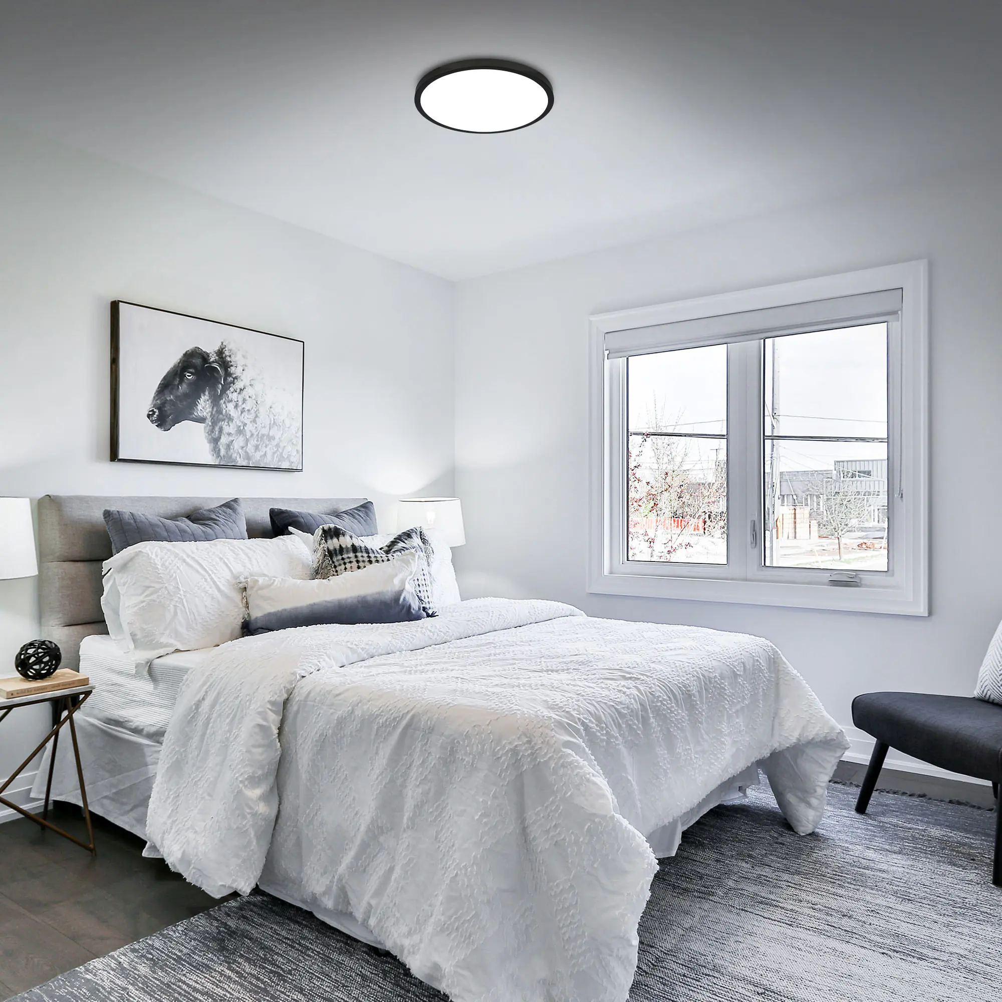 Briloner LED Deckenleuchte Runa Ø 38 cm, Metallrahmen schwarz, RGBW