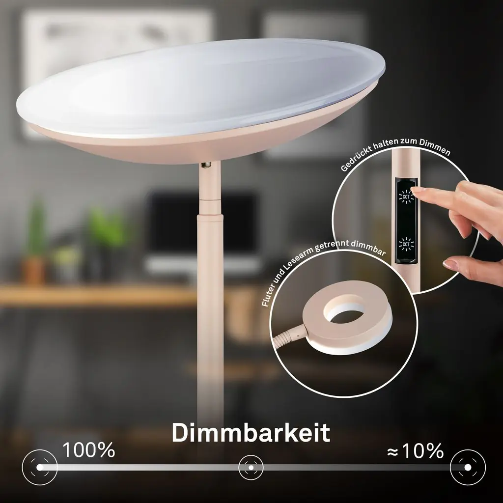 Briloner LED-Stehleuchte SIRA mit Lesearm Ø 26 x 180 cm beige