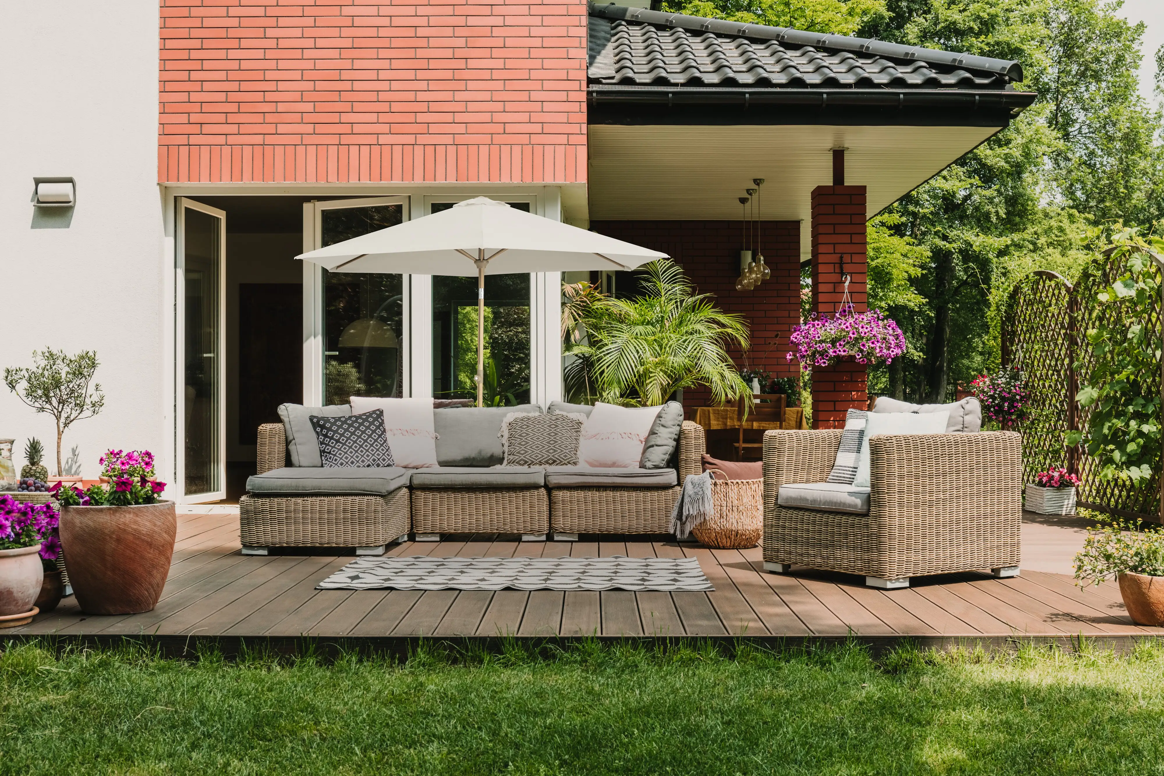 Primaster Sonnenschirm Easy Lift natur, Ø 2,88 m