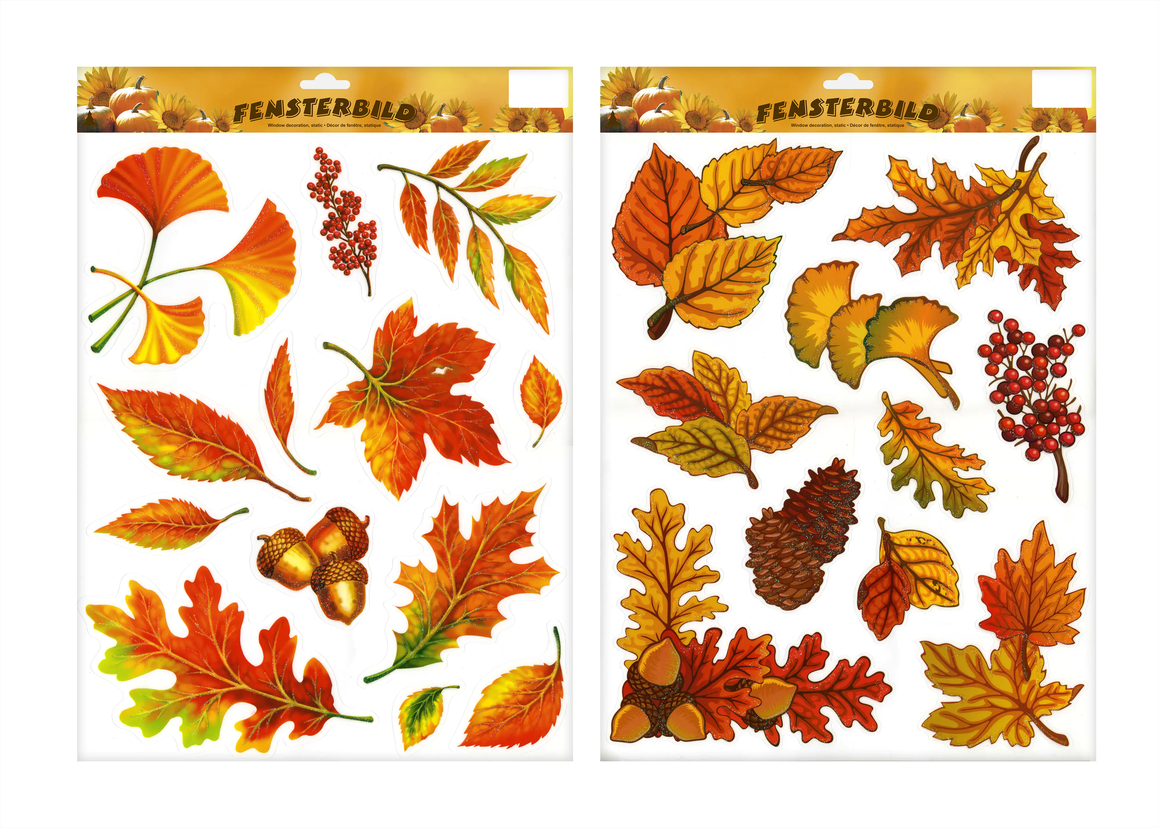 Herbst-Fensterbilder mit Glitter 42 x 30 cm