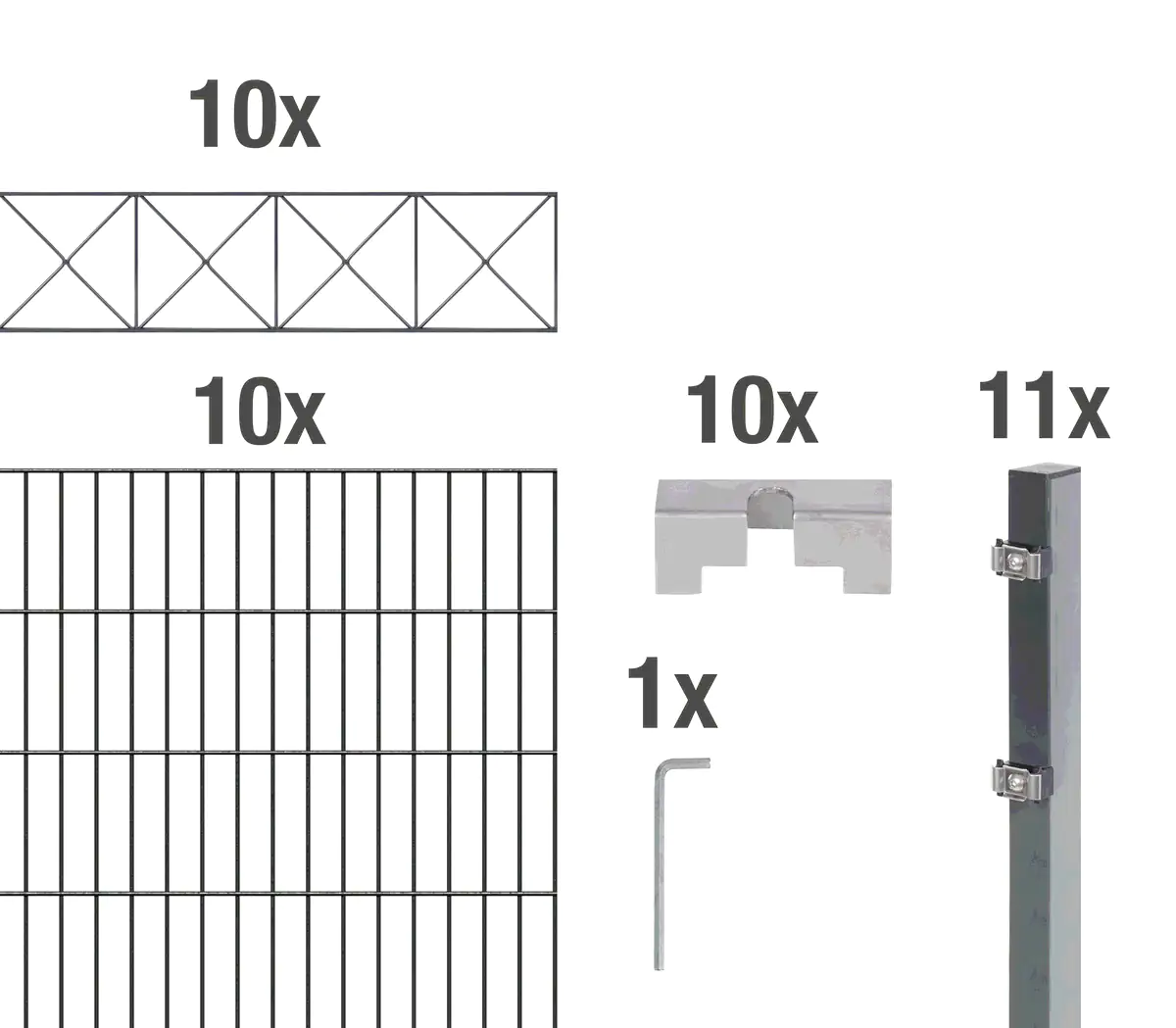 4004338668297_2214450 Alberts Doppelstabmatten-Grundset Nexus 200 x 120 cm 20 m anthrazit