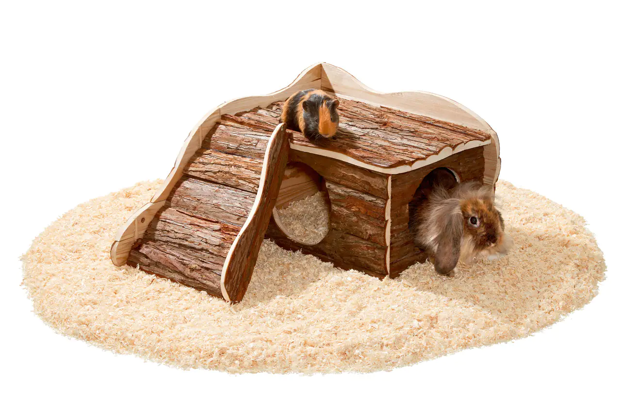 Naturholzhausmit Rampe,40X50X25cm braun