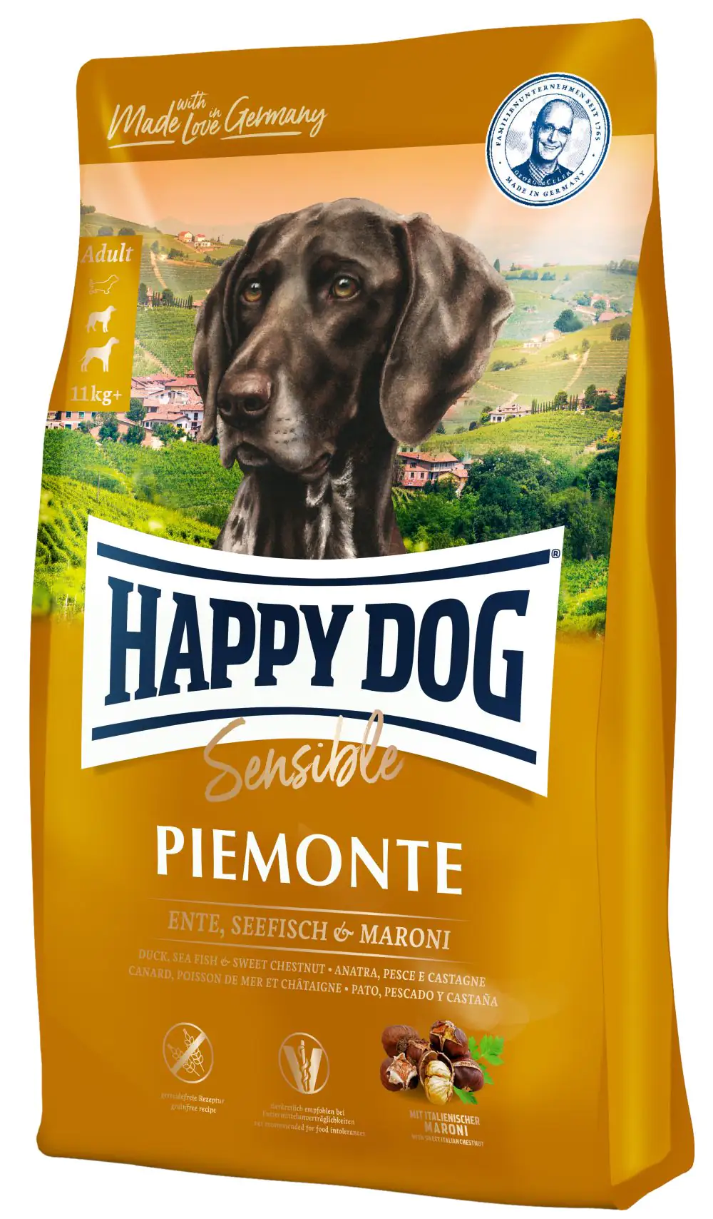 Happy Dog Sensible Piemonte Hundetrockenfutter Adult 4 kg Ente & Kastanie 